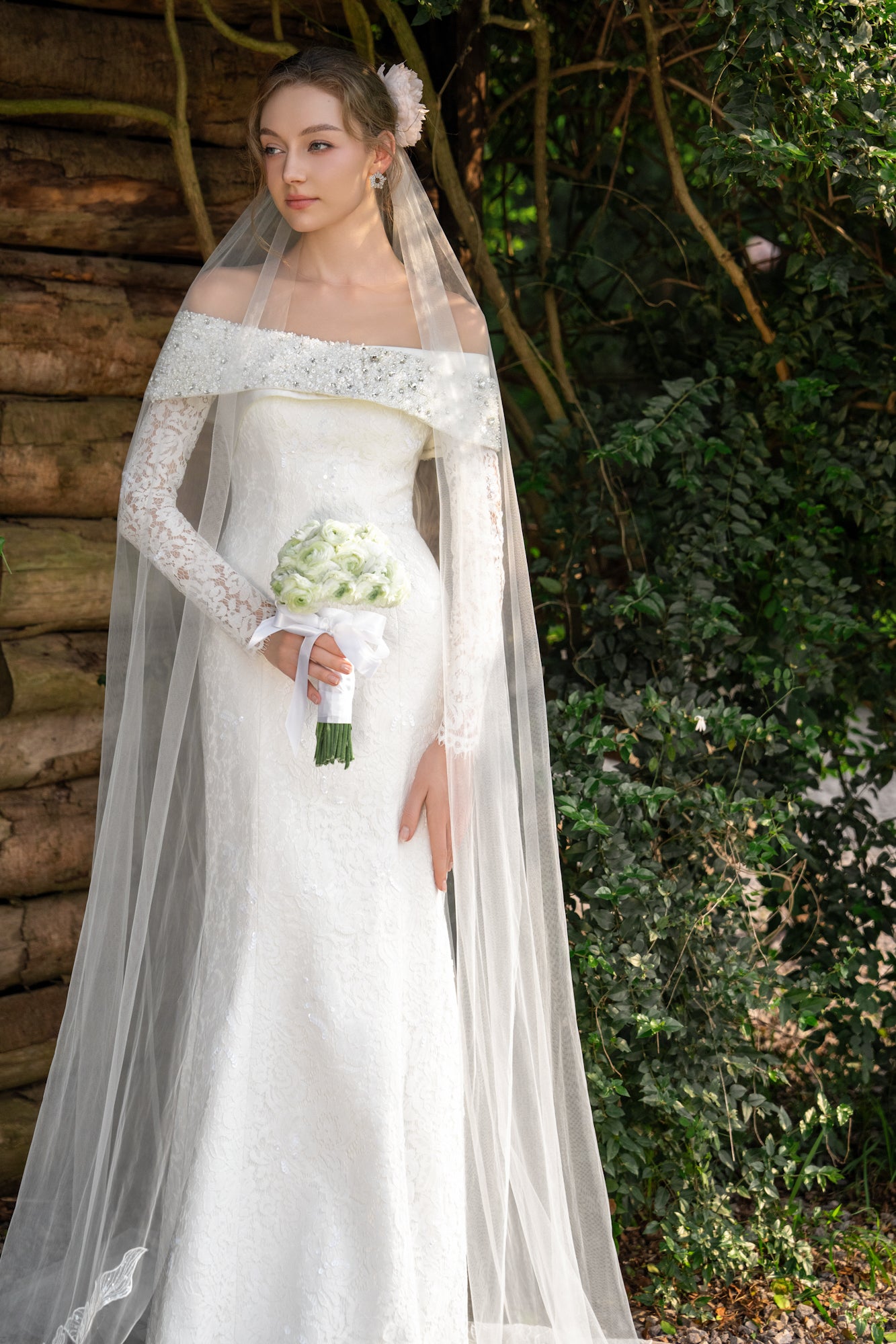 Anastasia floral lace crystal dress