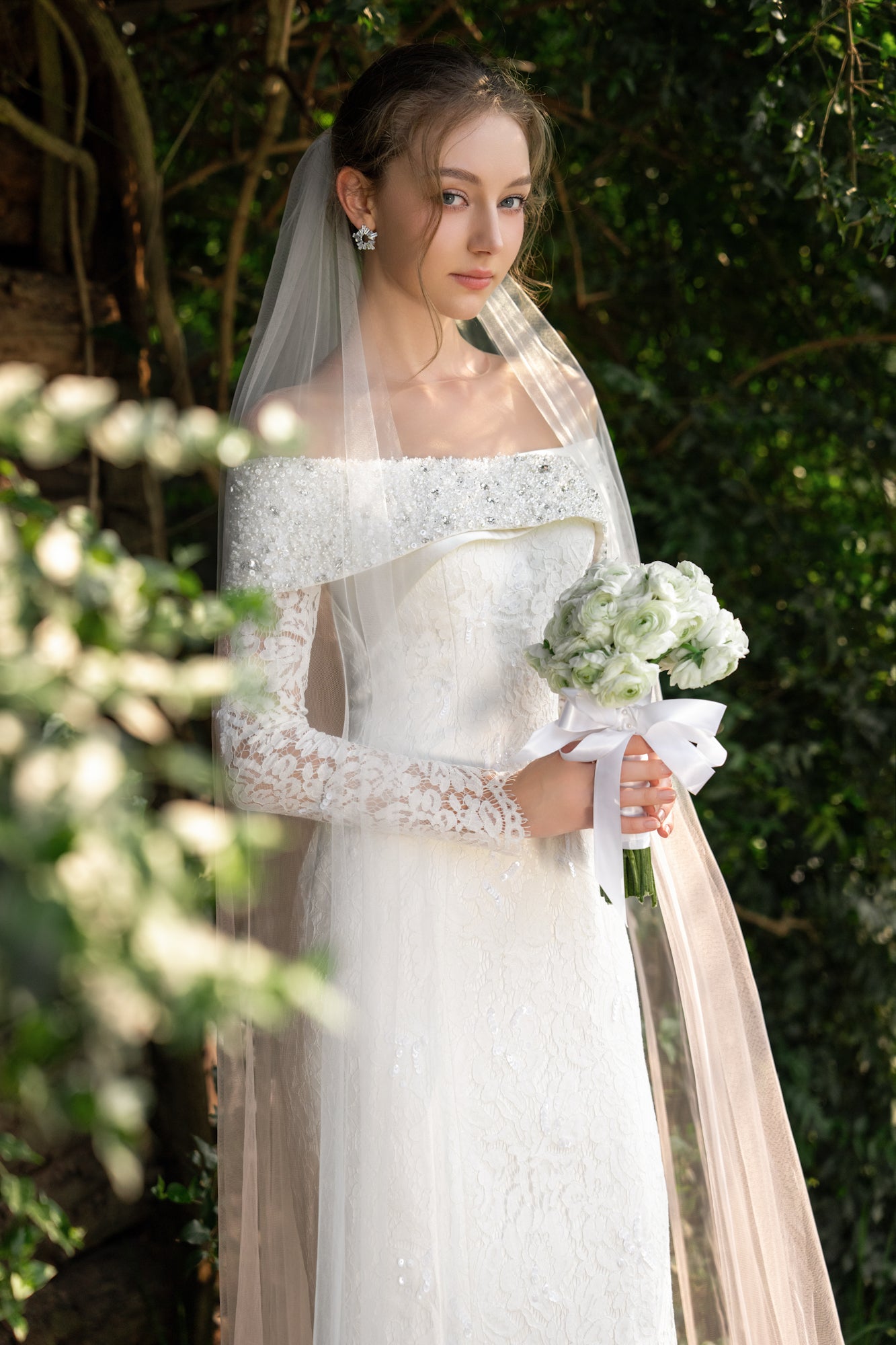 Anastasia floral lace crystal dress