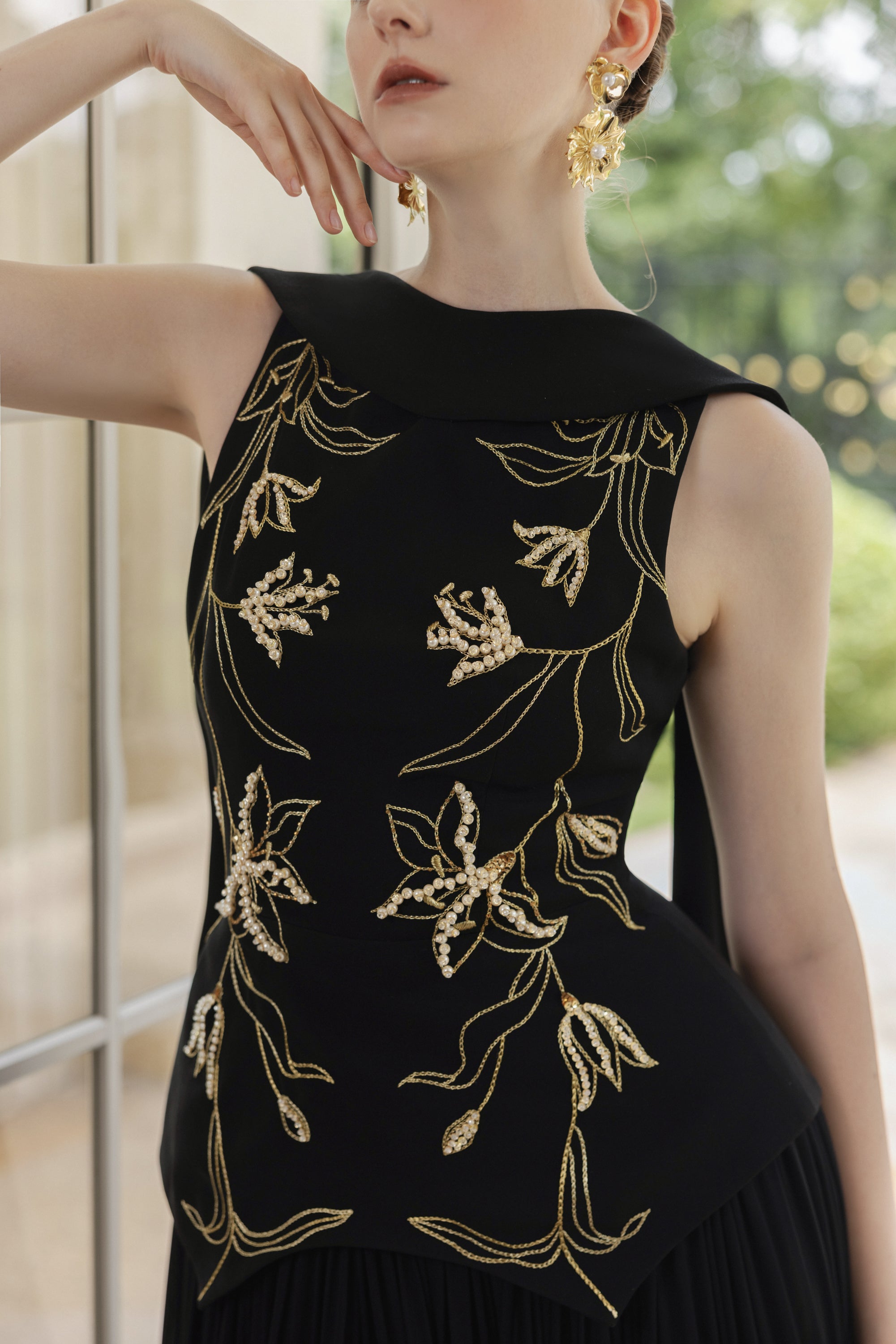 Ariane Crepe and Chiffon Dress