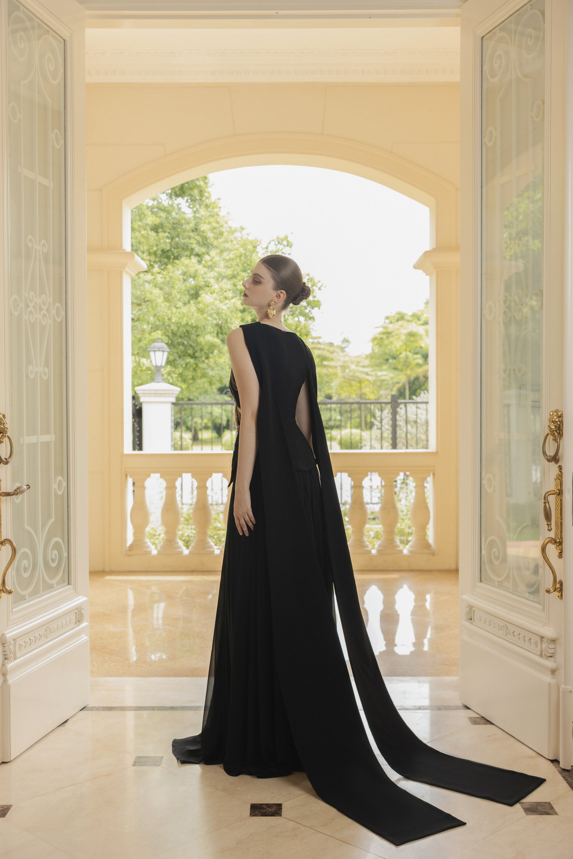 Ariane Crepe and Chiffon Dress