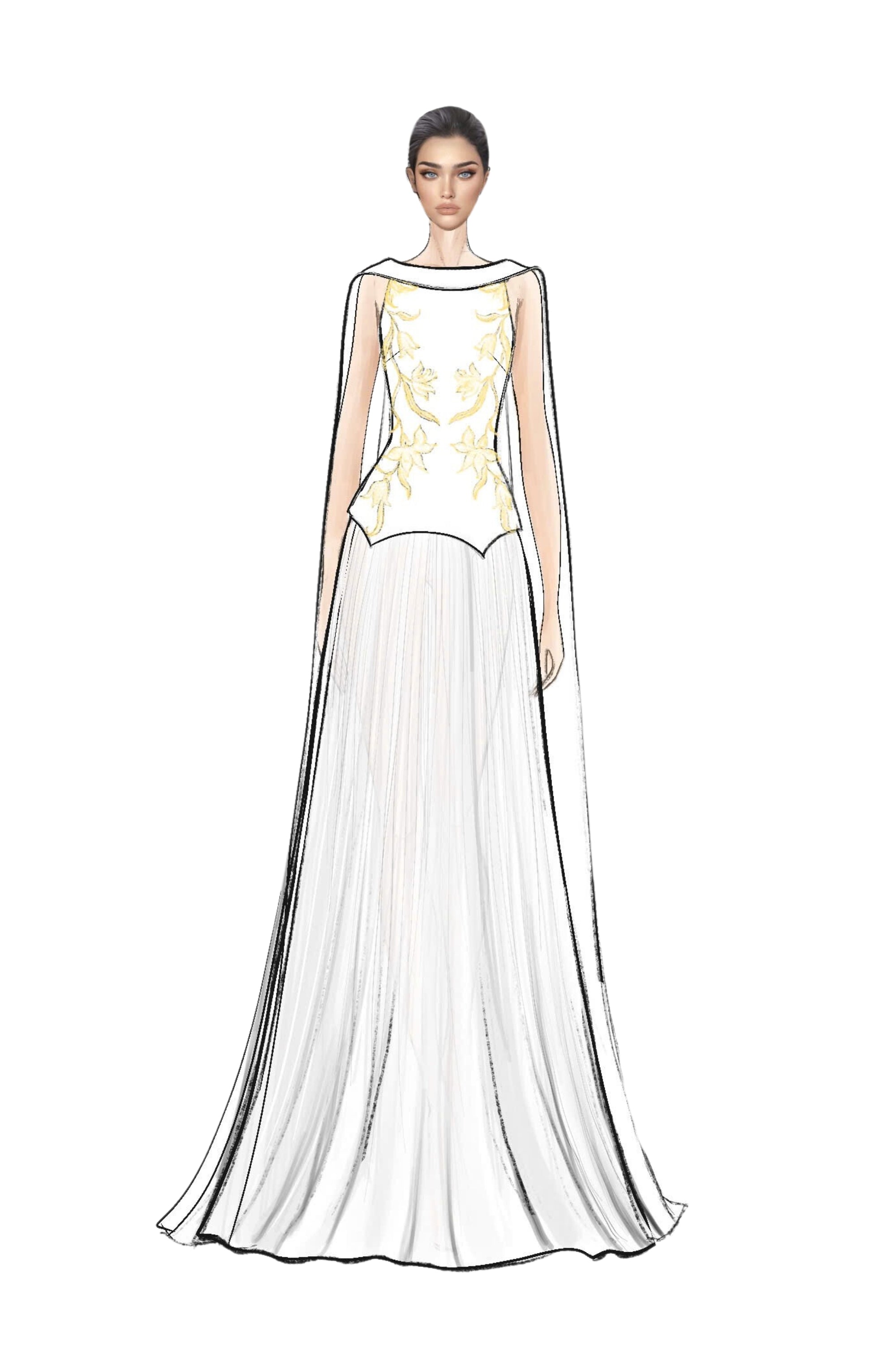 Ariane Crepe and Chiffon Dress