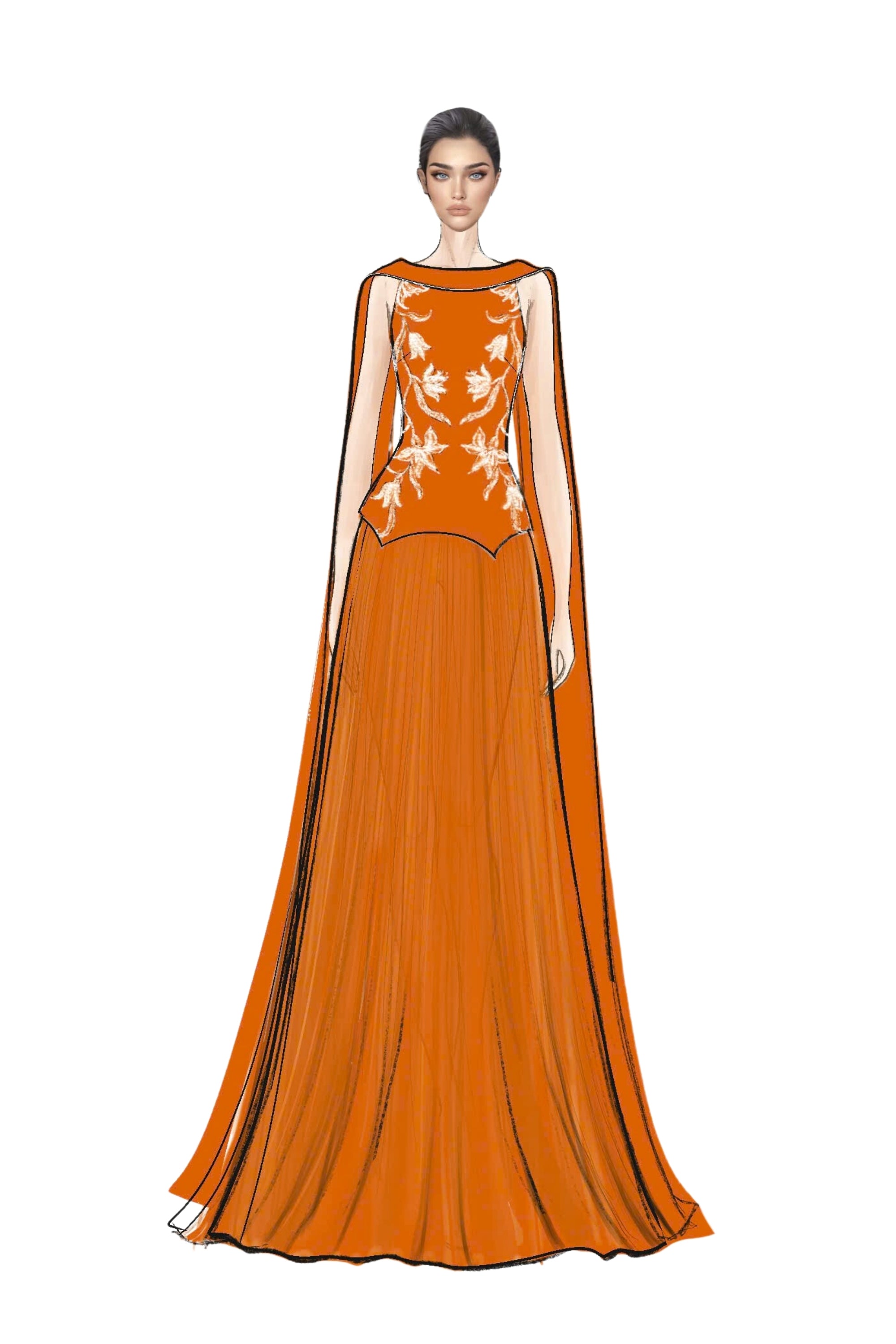 Ariane Crepe and Chiffon Dress