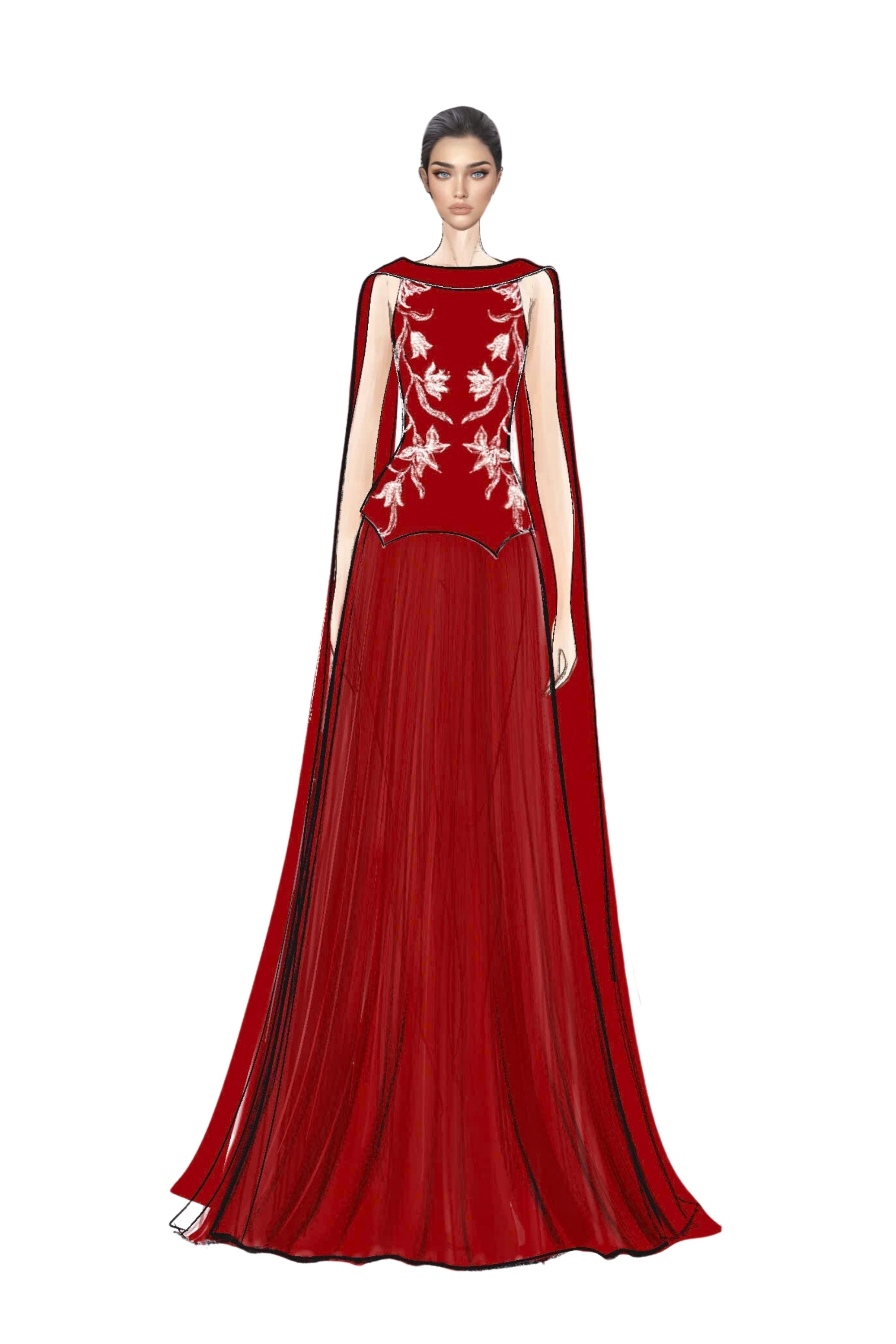 Ariane Crepe and Chiffon Dress