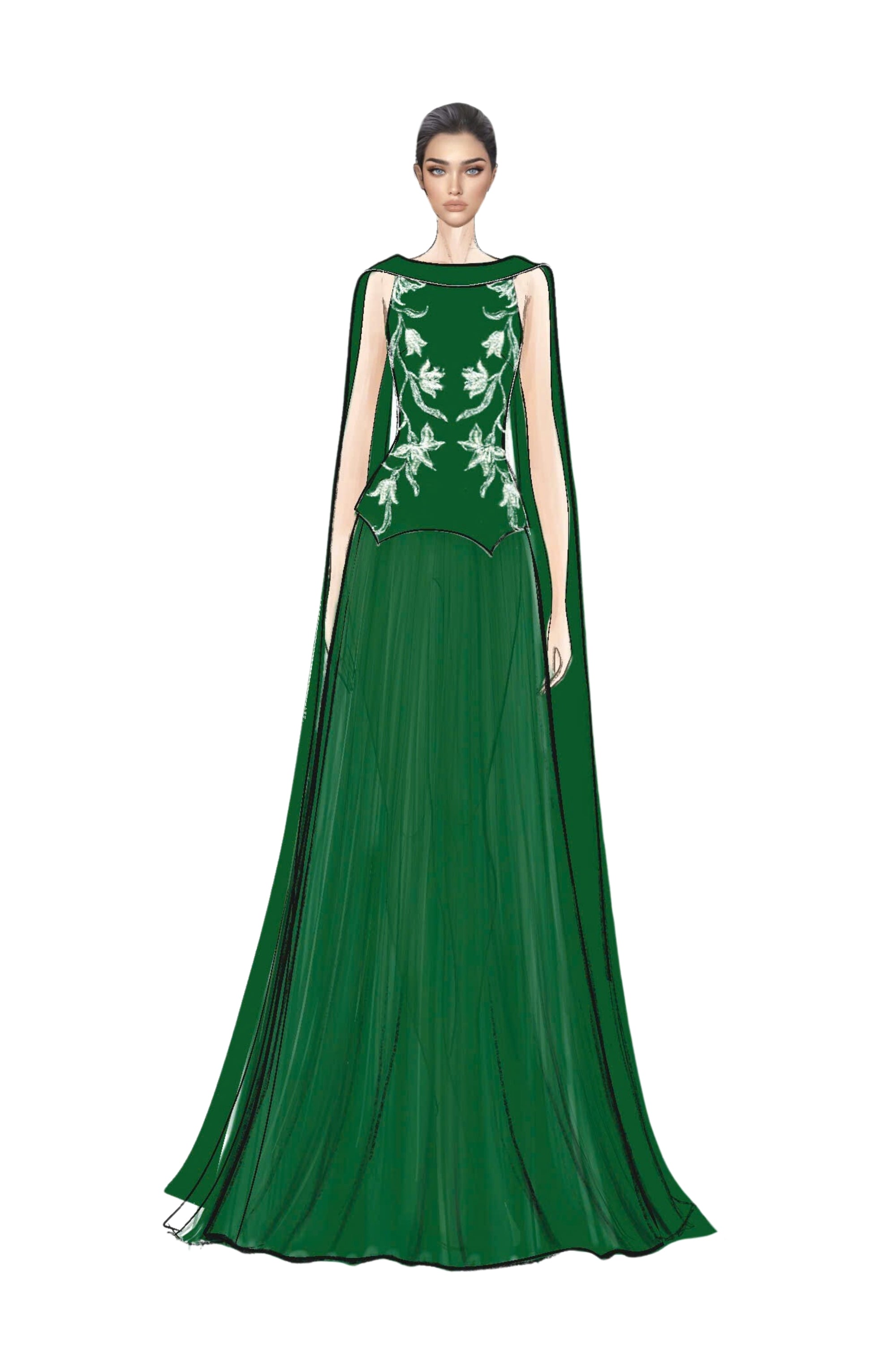 Ariane Crepe and Chiffon Dress