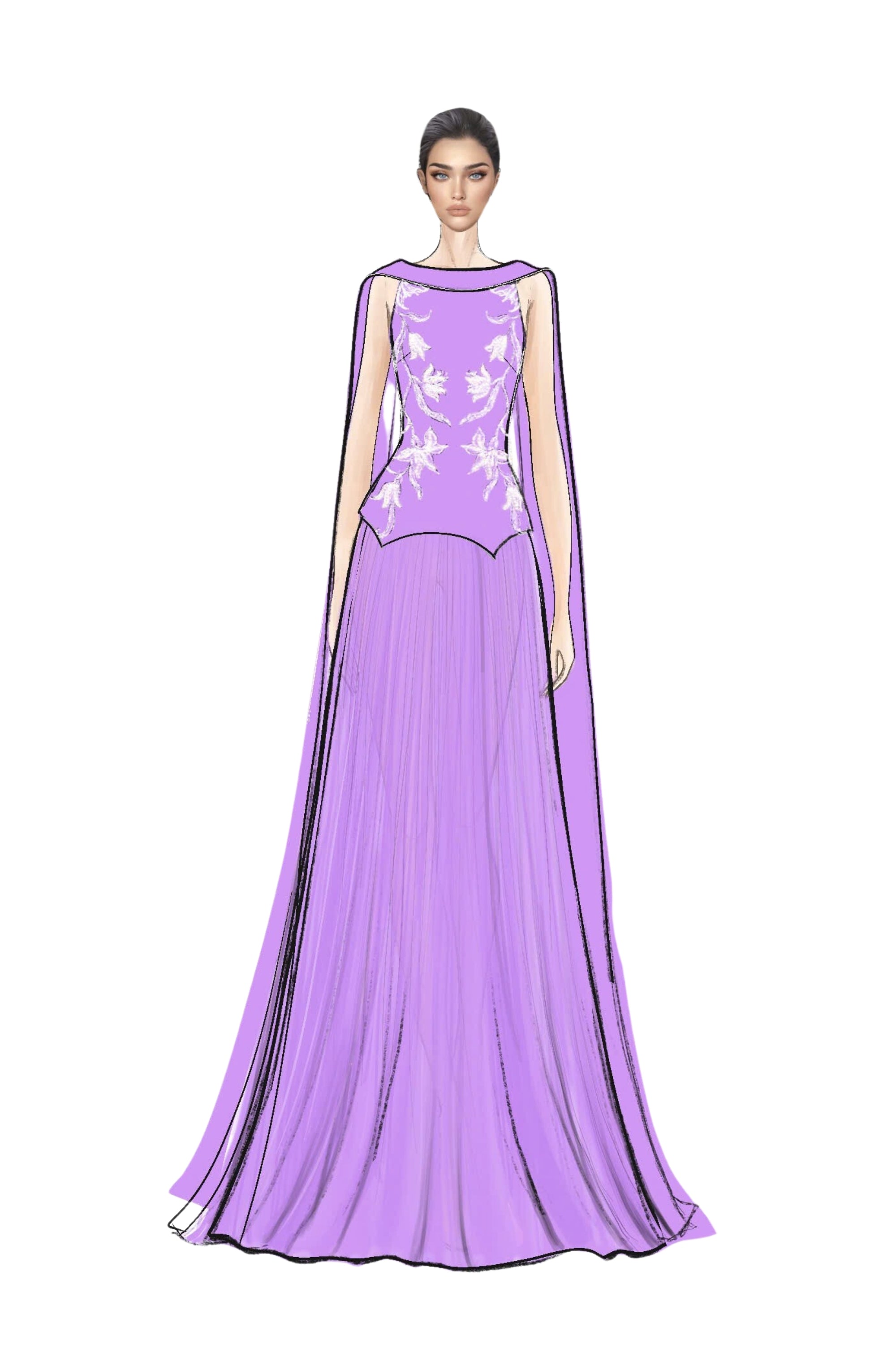 Ariane Crepe and Chiffon Dress