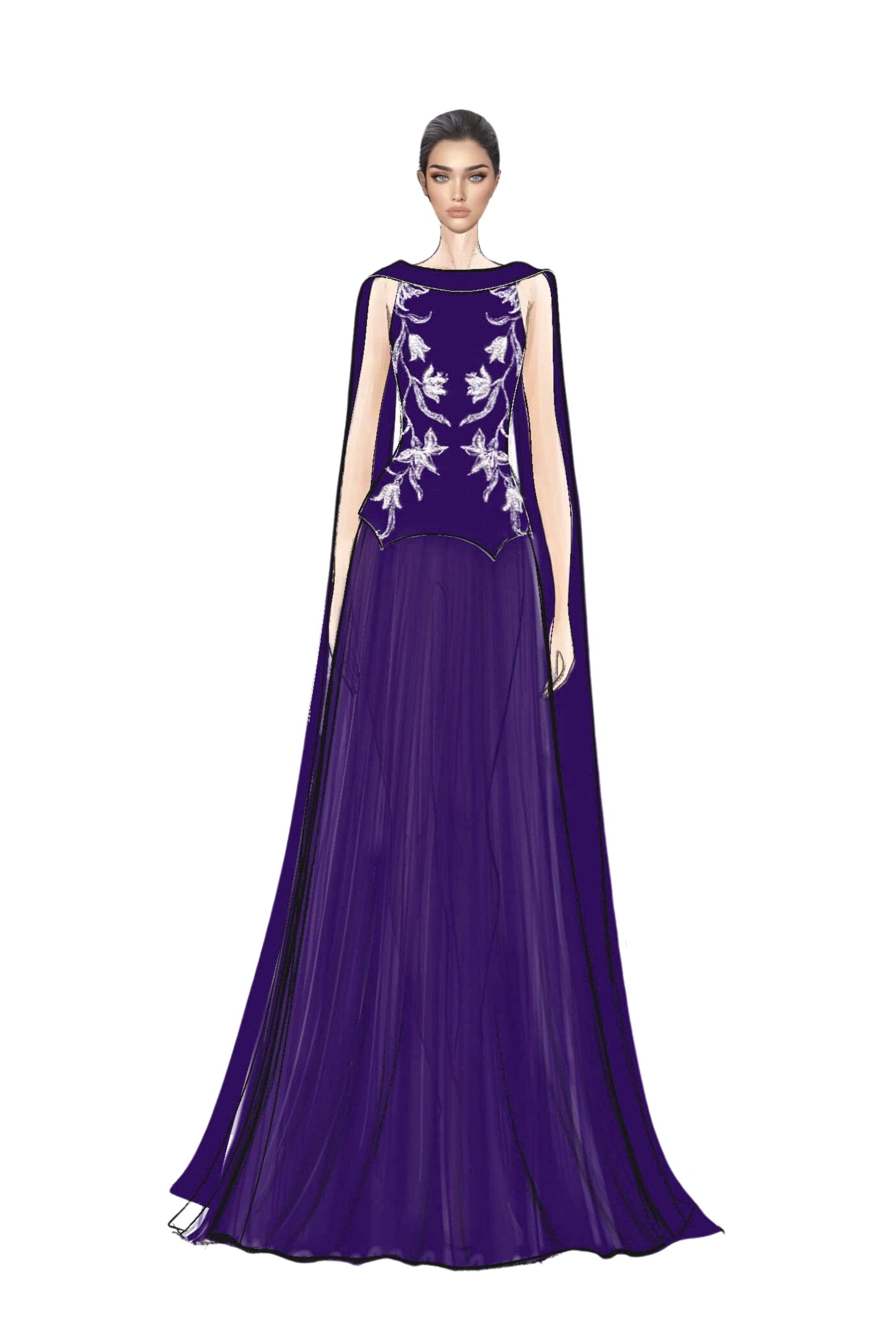 Ariane Crepe and Chiffon Dress