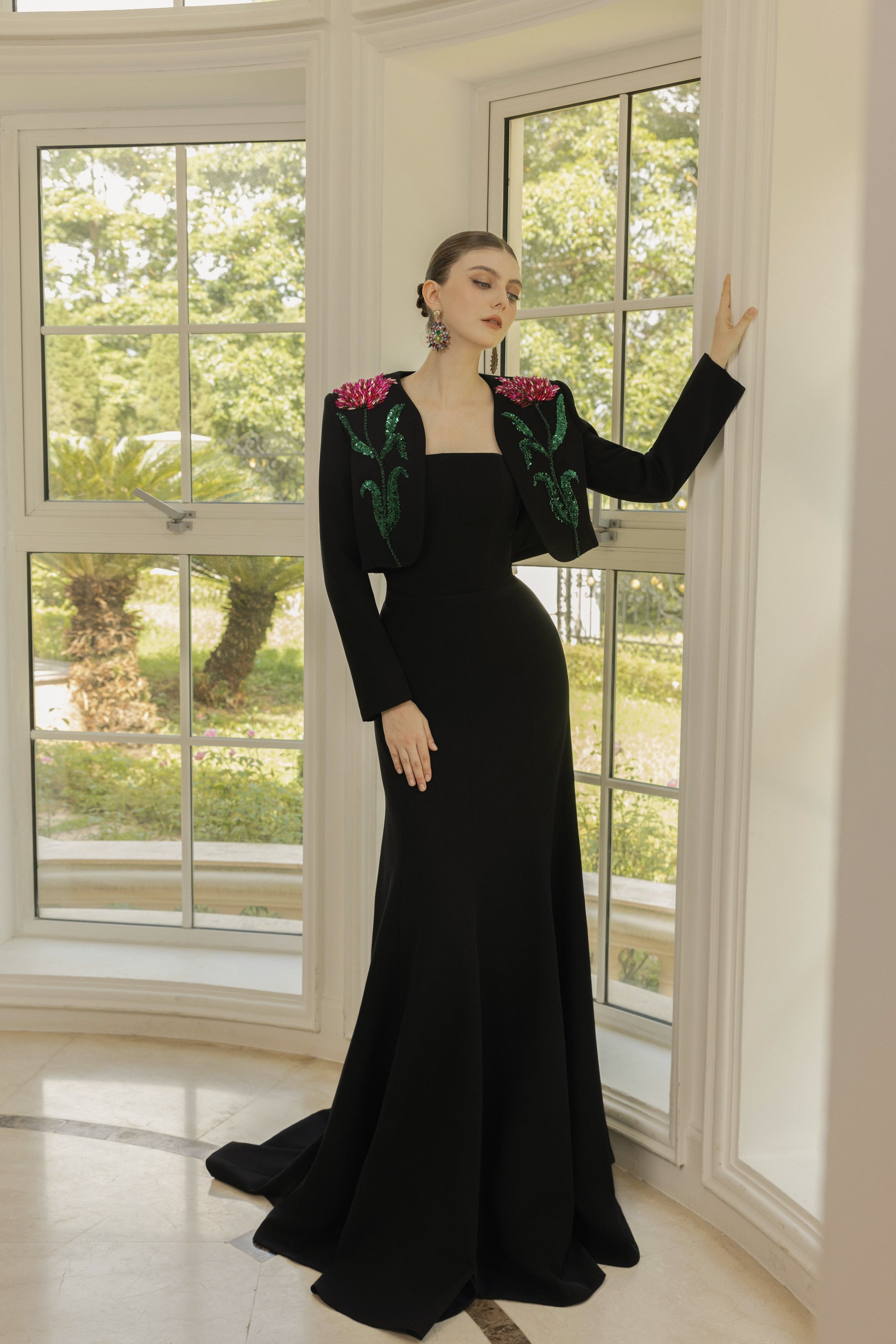 Lucie Crepe Dress with Sylvie crepe cape