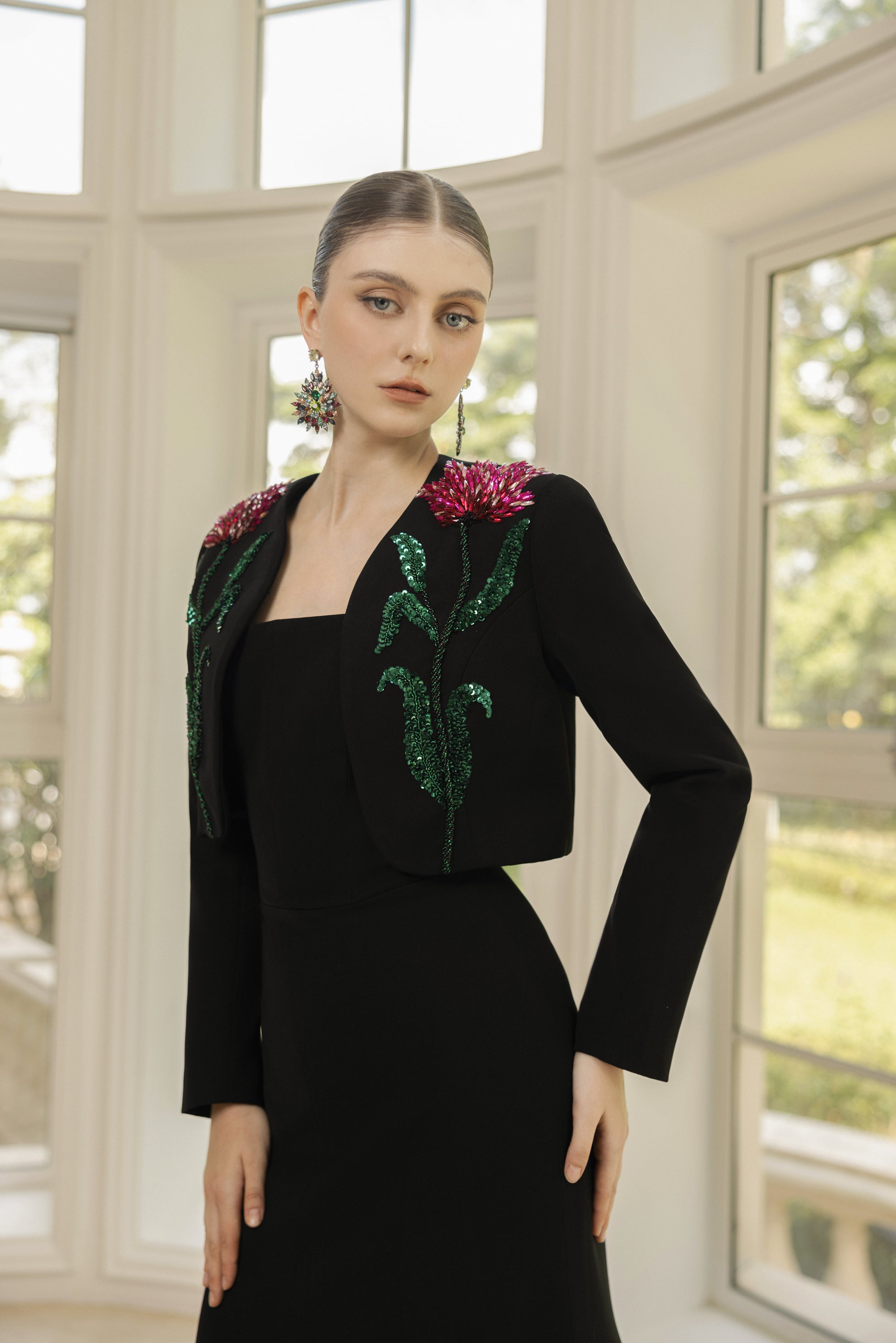 Lucie Crepe Dress with Sylvie crepe cape