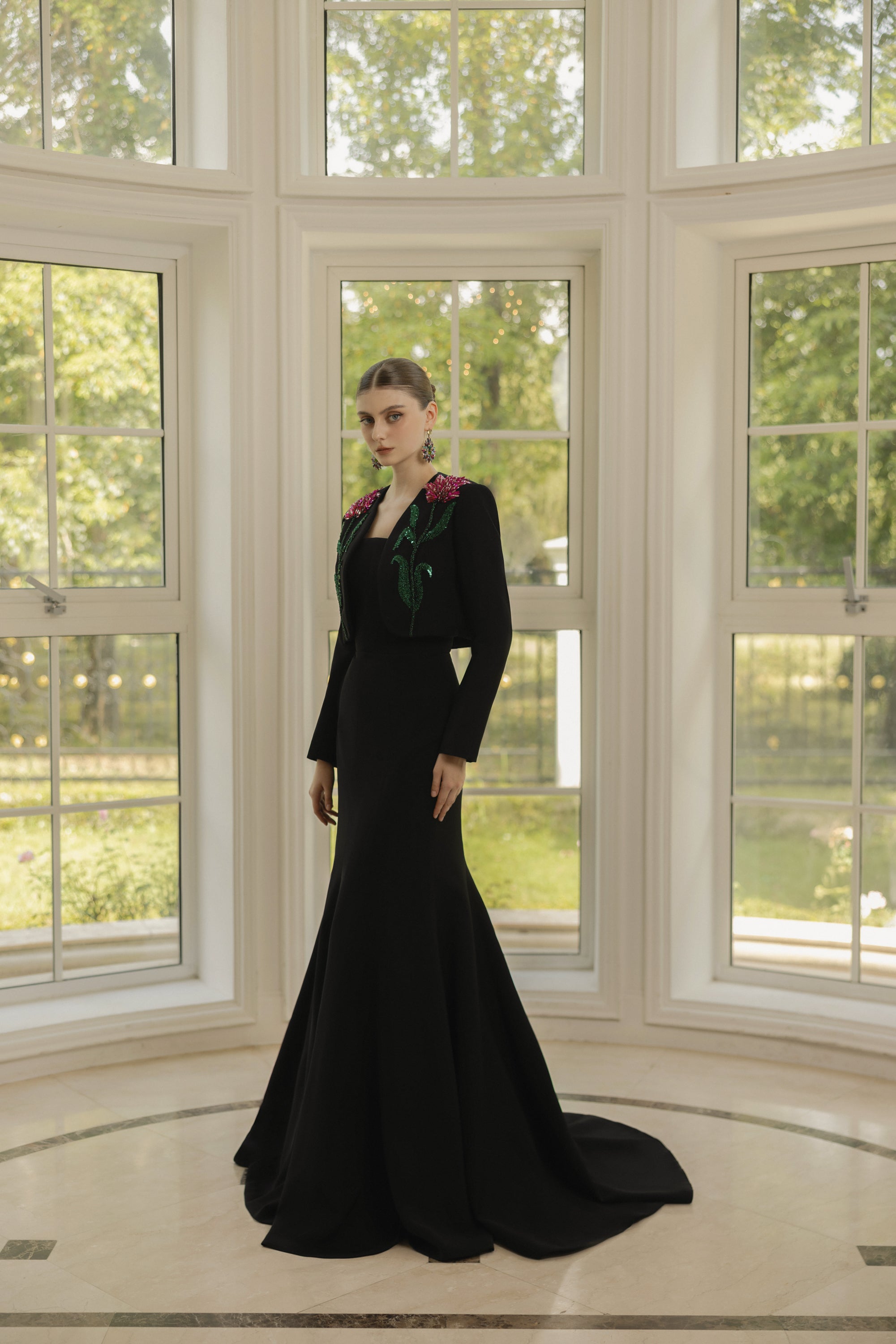 Lucie Crepe Dress with Sylvie crepe cape