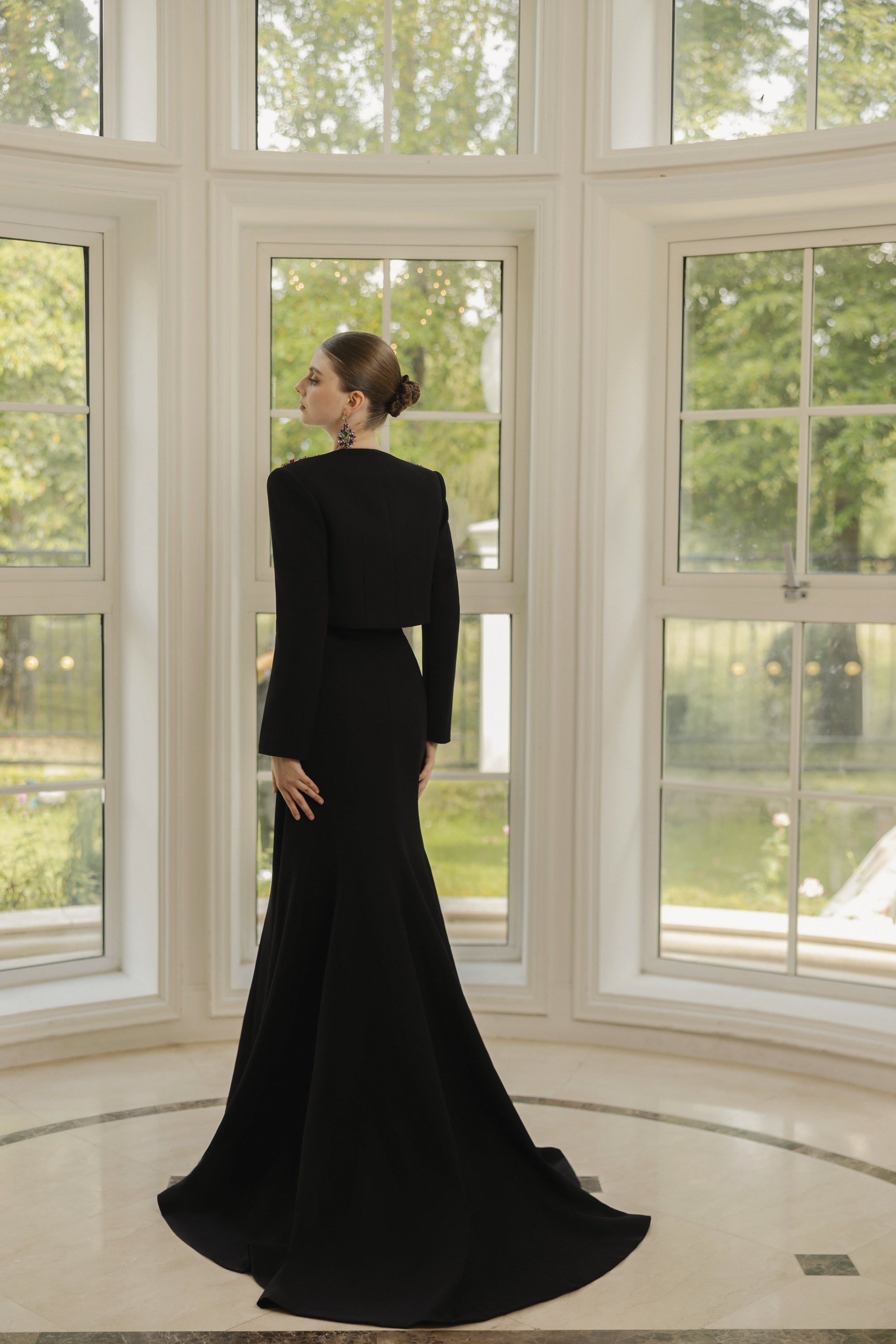 Lucie Crepe Dress with Sylvie crepe cape