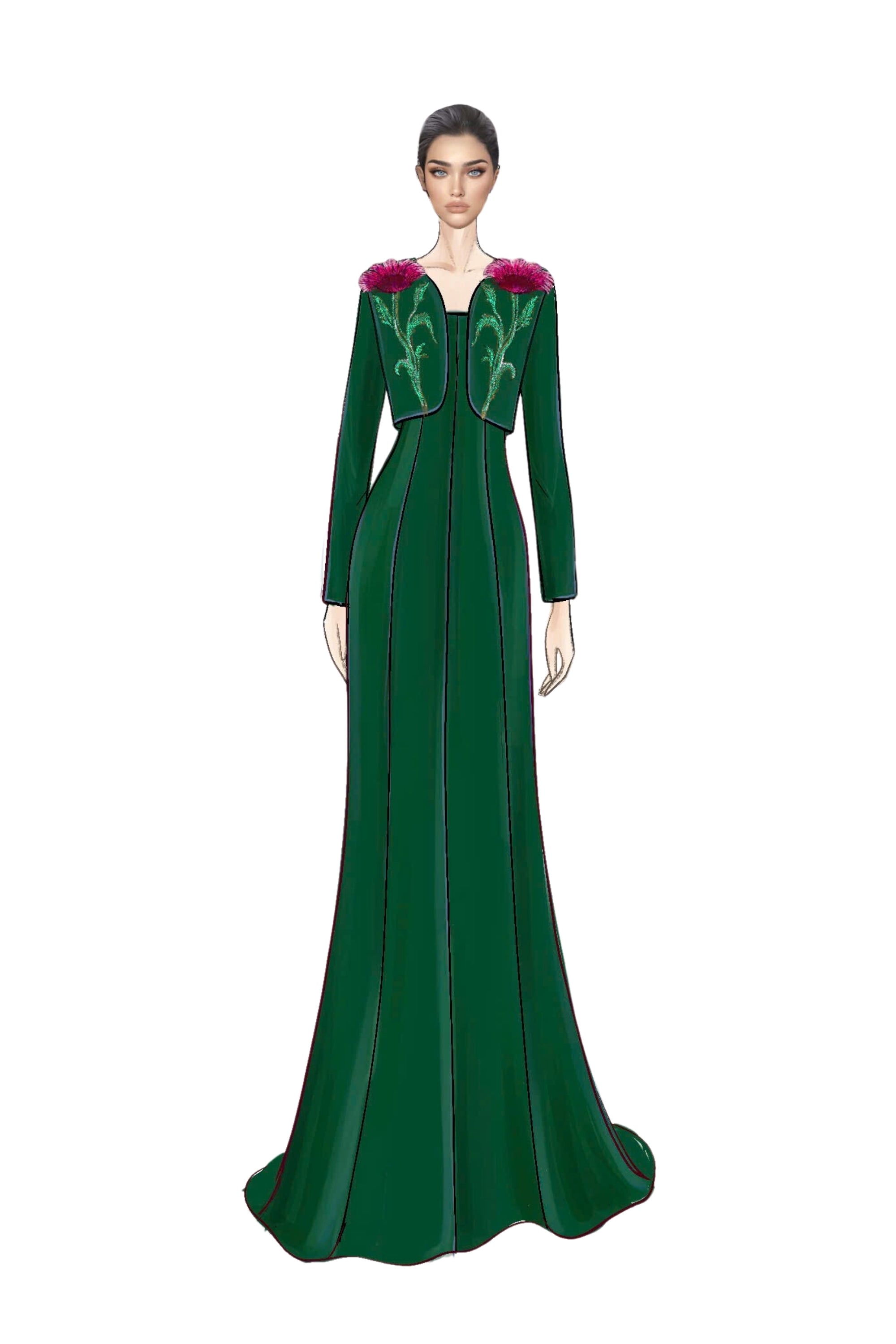 Lucie Crepe Dress with Sylvie crepe cape