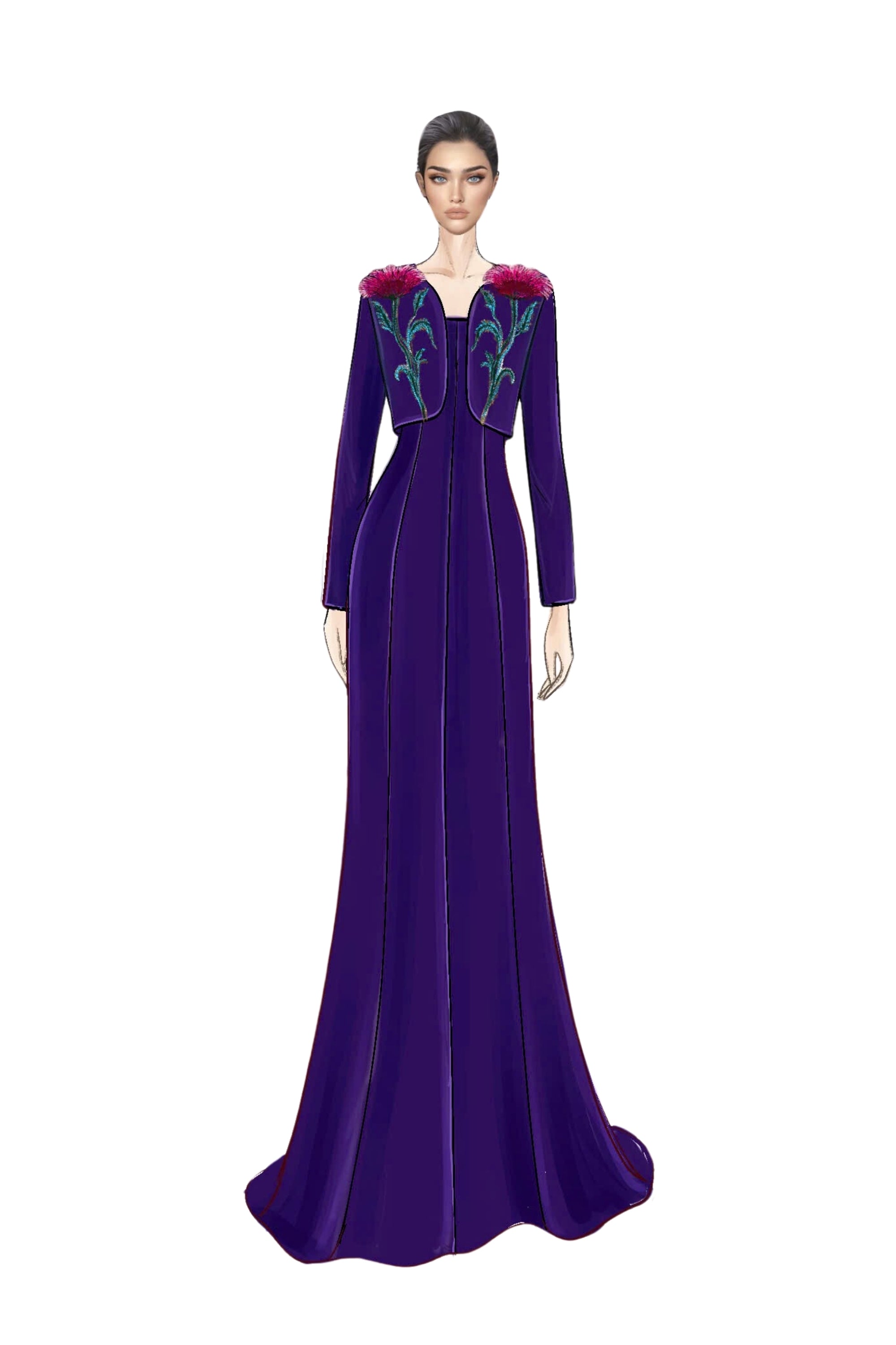 Lucie Crepe Dress with Sylvie crepe cape