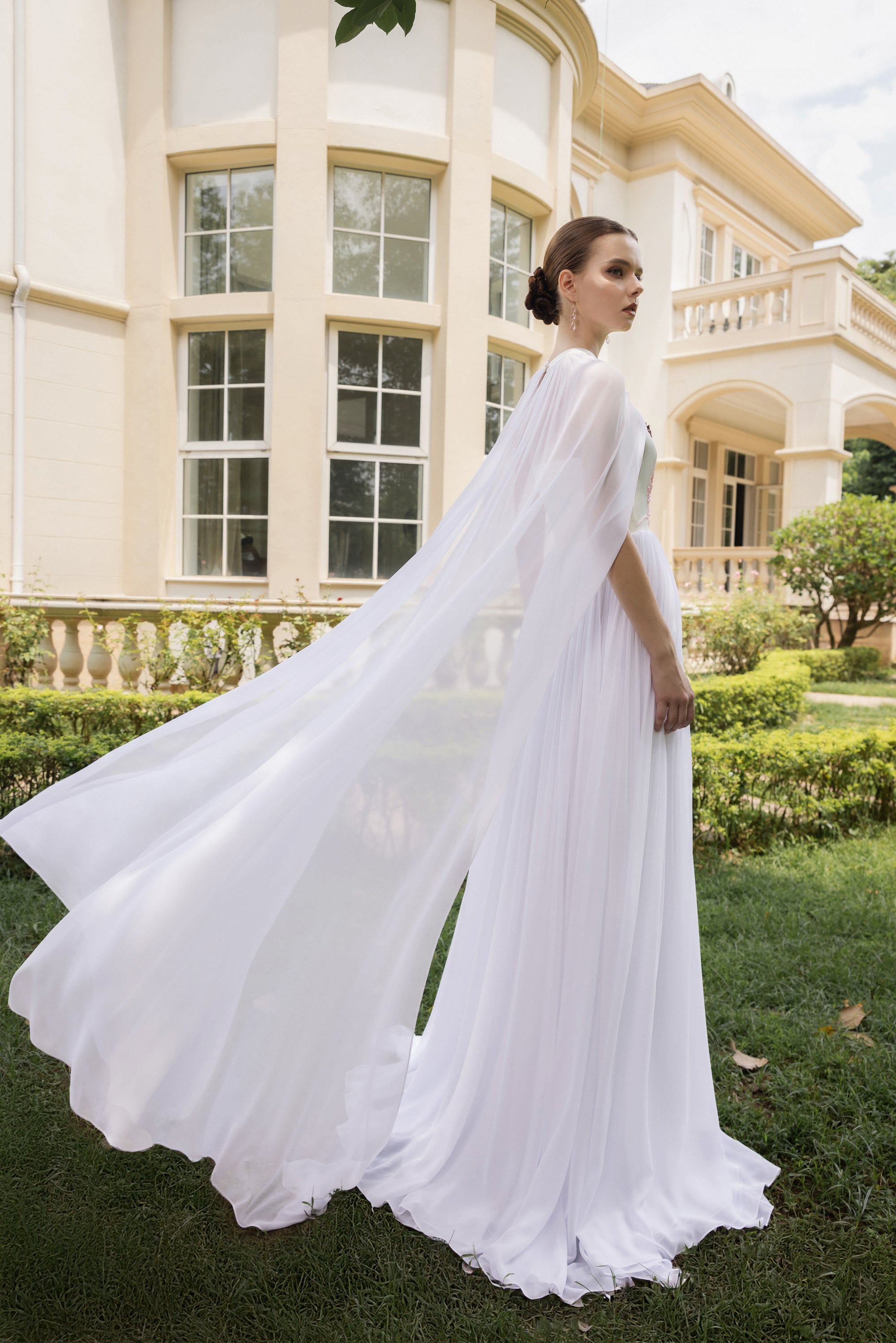 Clarissee Silk Taffeta and Chiffon Dress