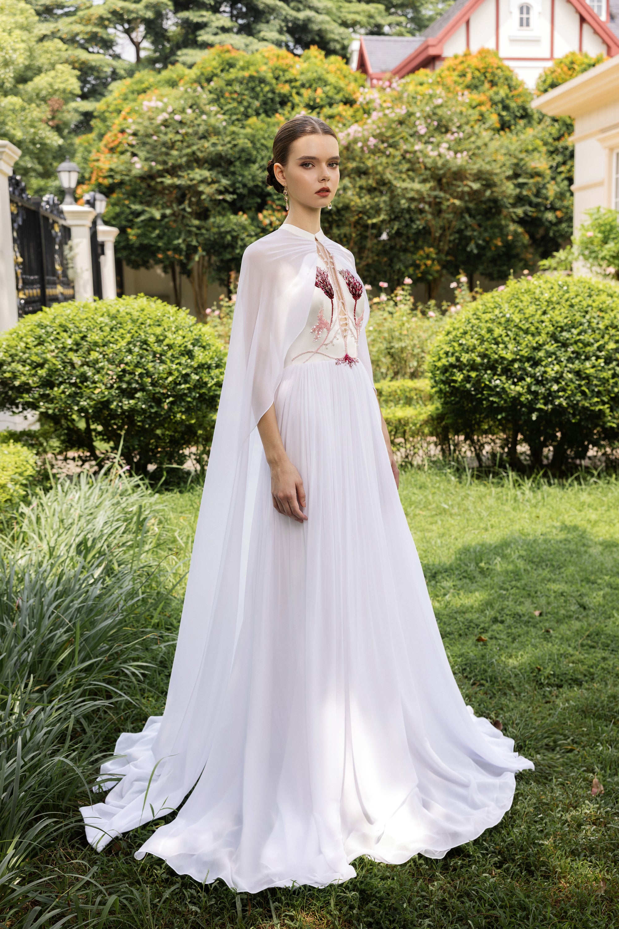 Clarissee Silk Taffeta and Chiffon Dress