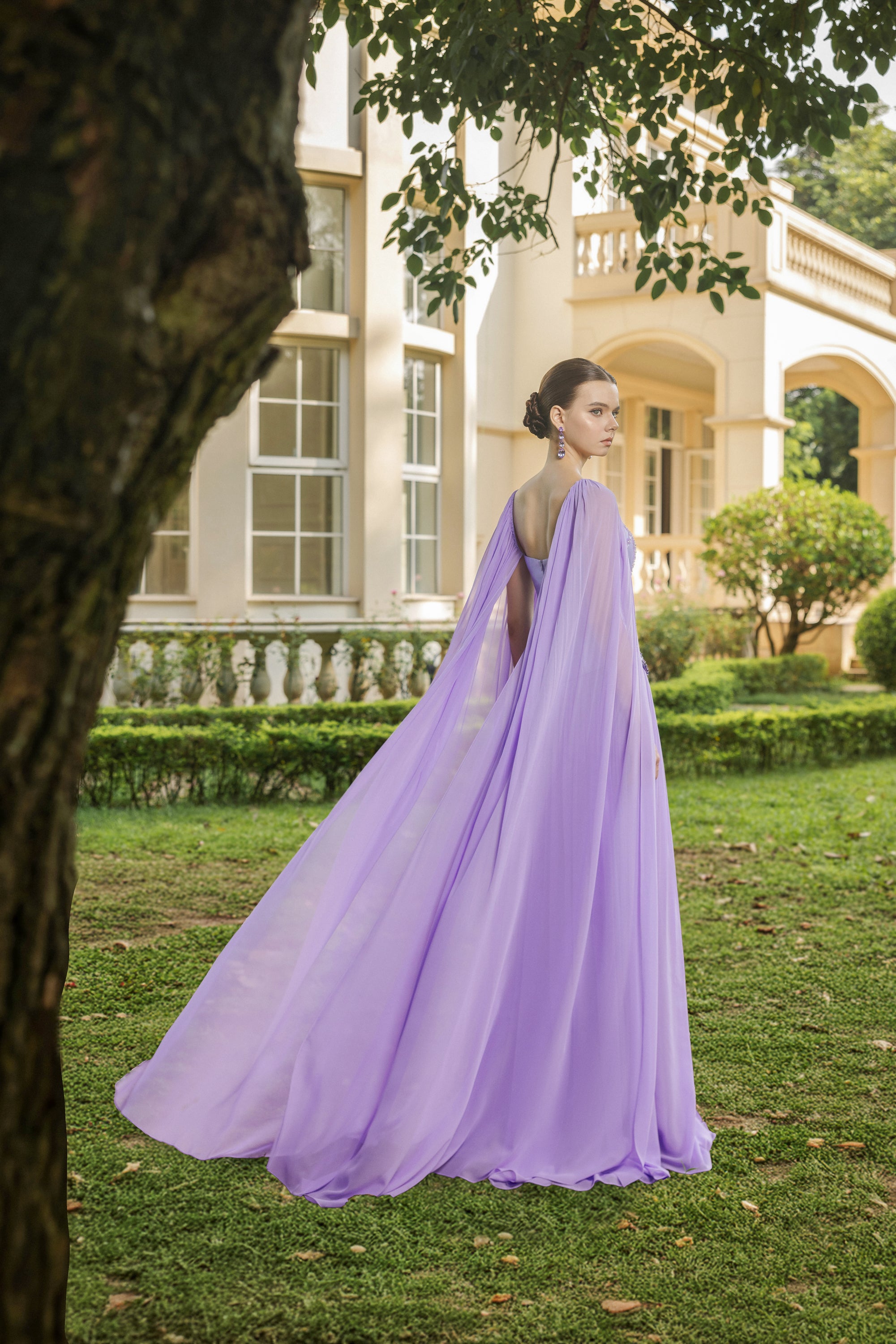 Eléonore Taffeta and Chiffon Dress