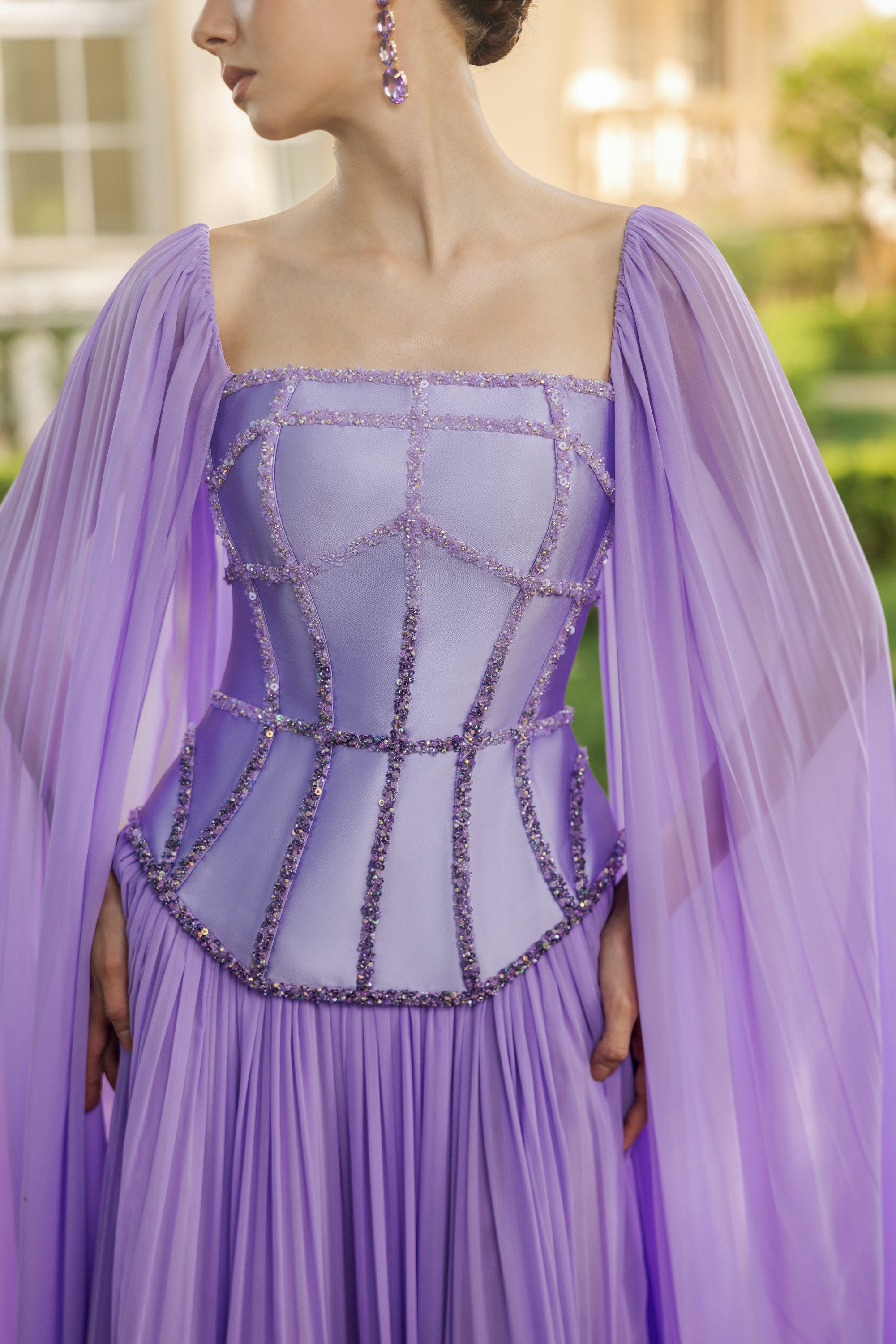 Eléonore Taffeta and Chiffon Dress