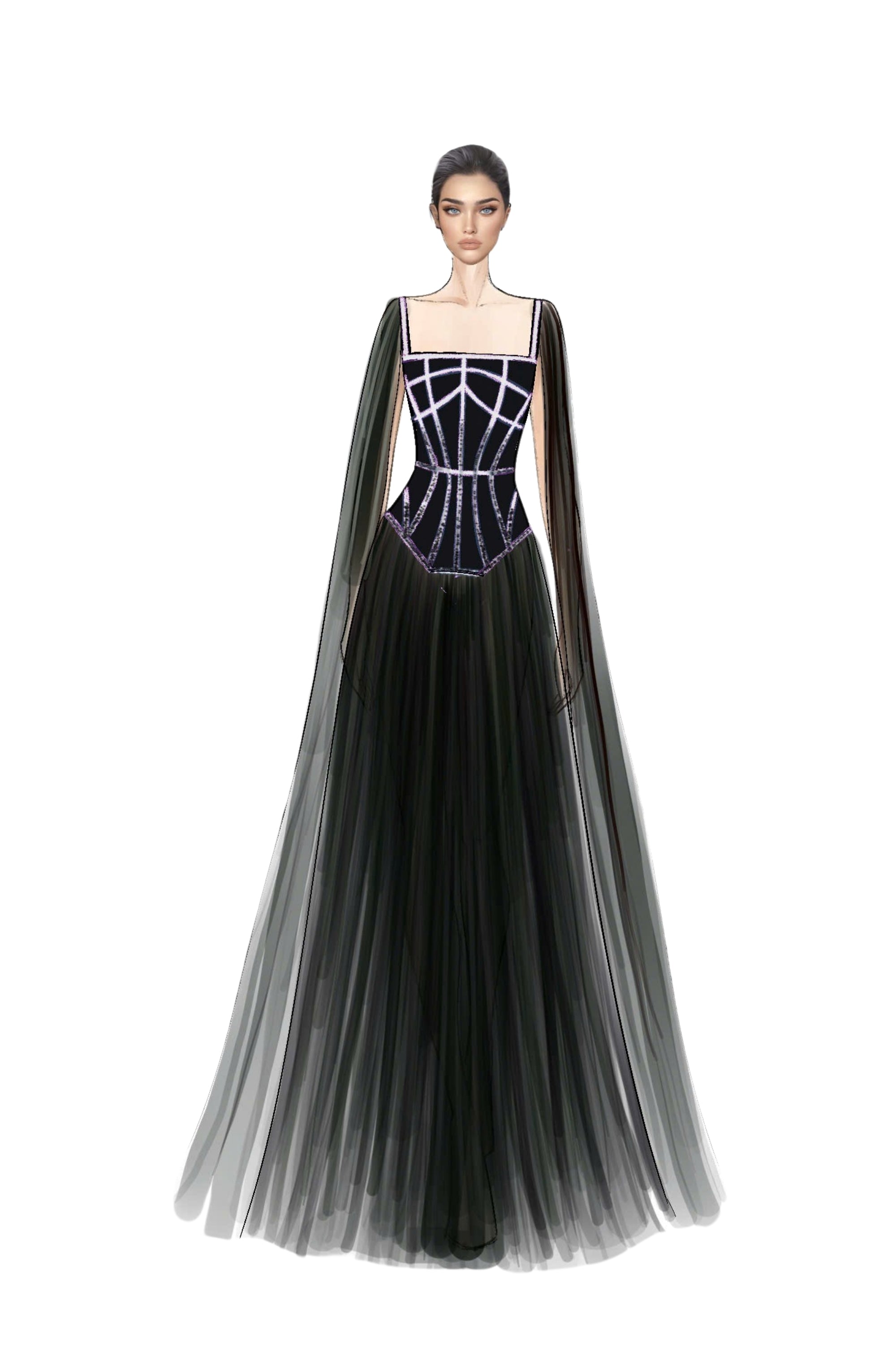 Eléonore Taffeta and Chiffon Dress