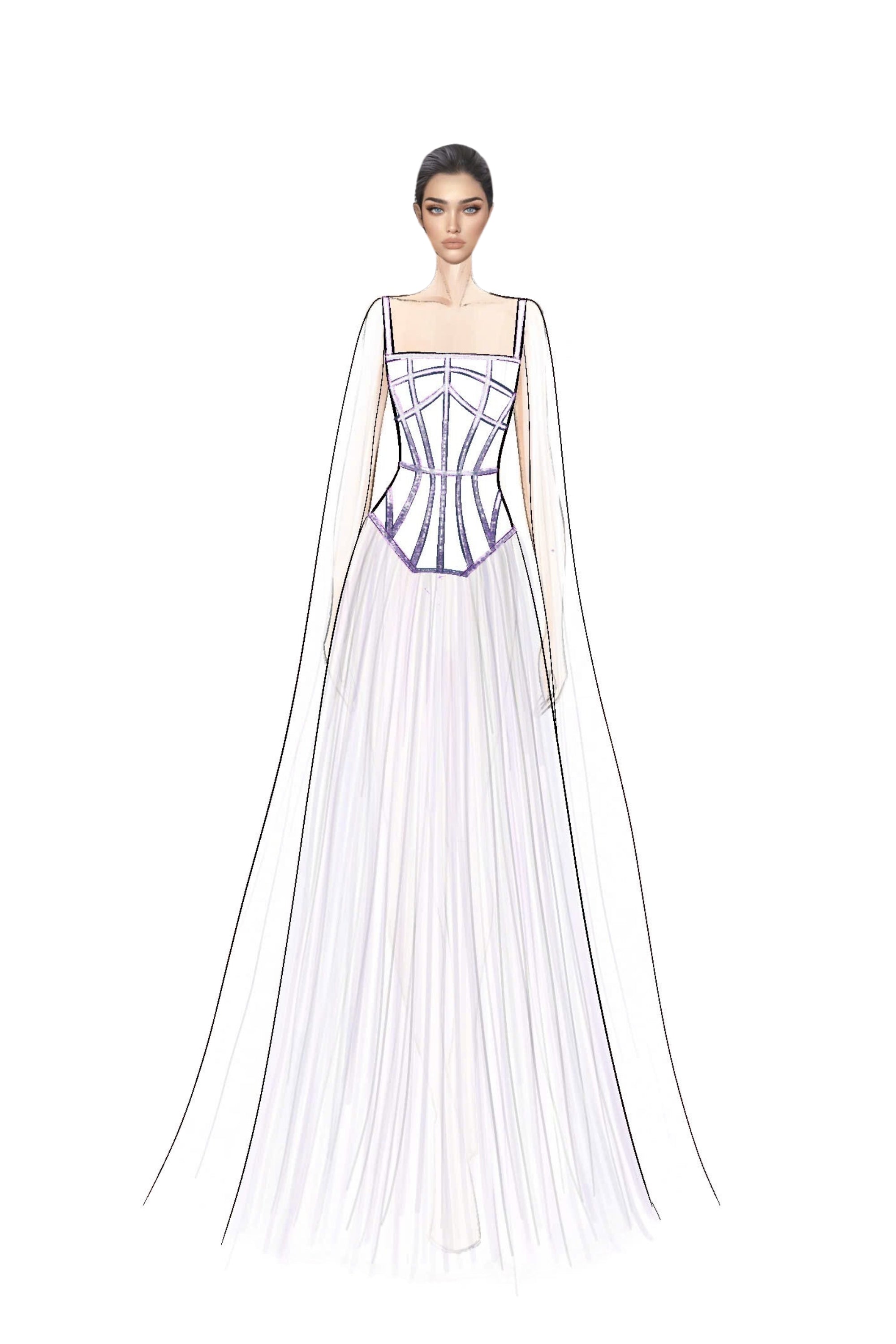 Eléonore Taffeta and Chiffon Dress