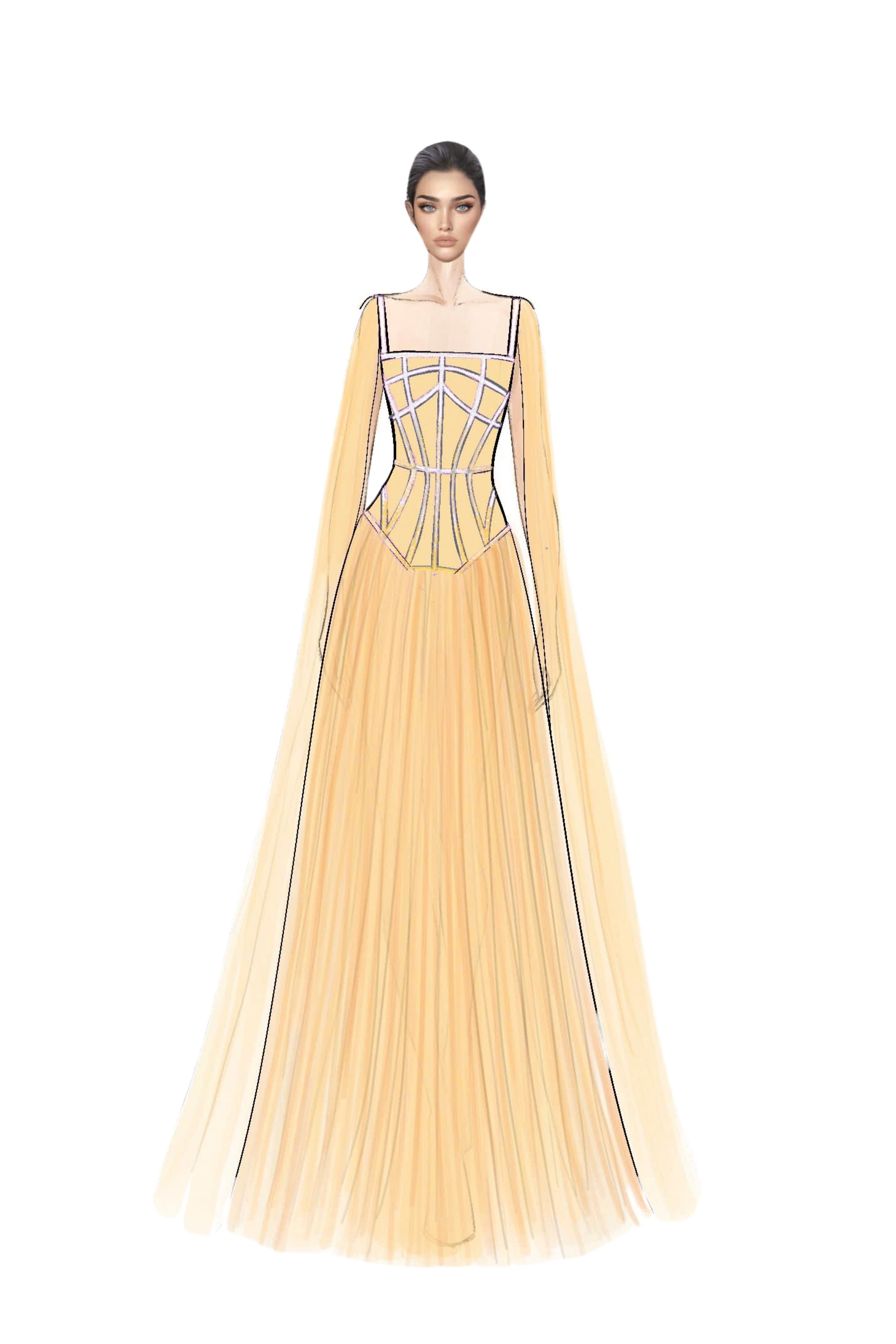 Eléonore Taffeta and Chiffon Dress