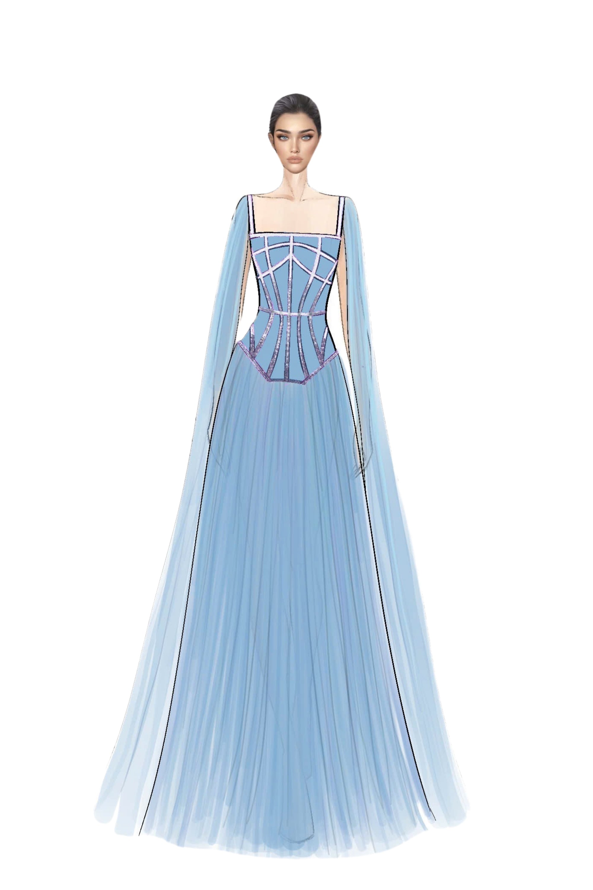 Eléonore Taffeta and Chiffon Dress