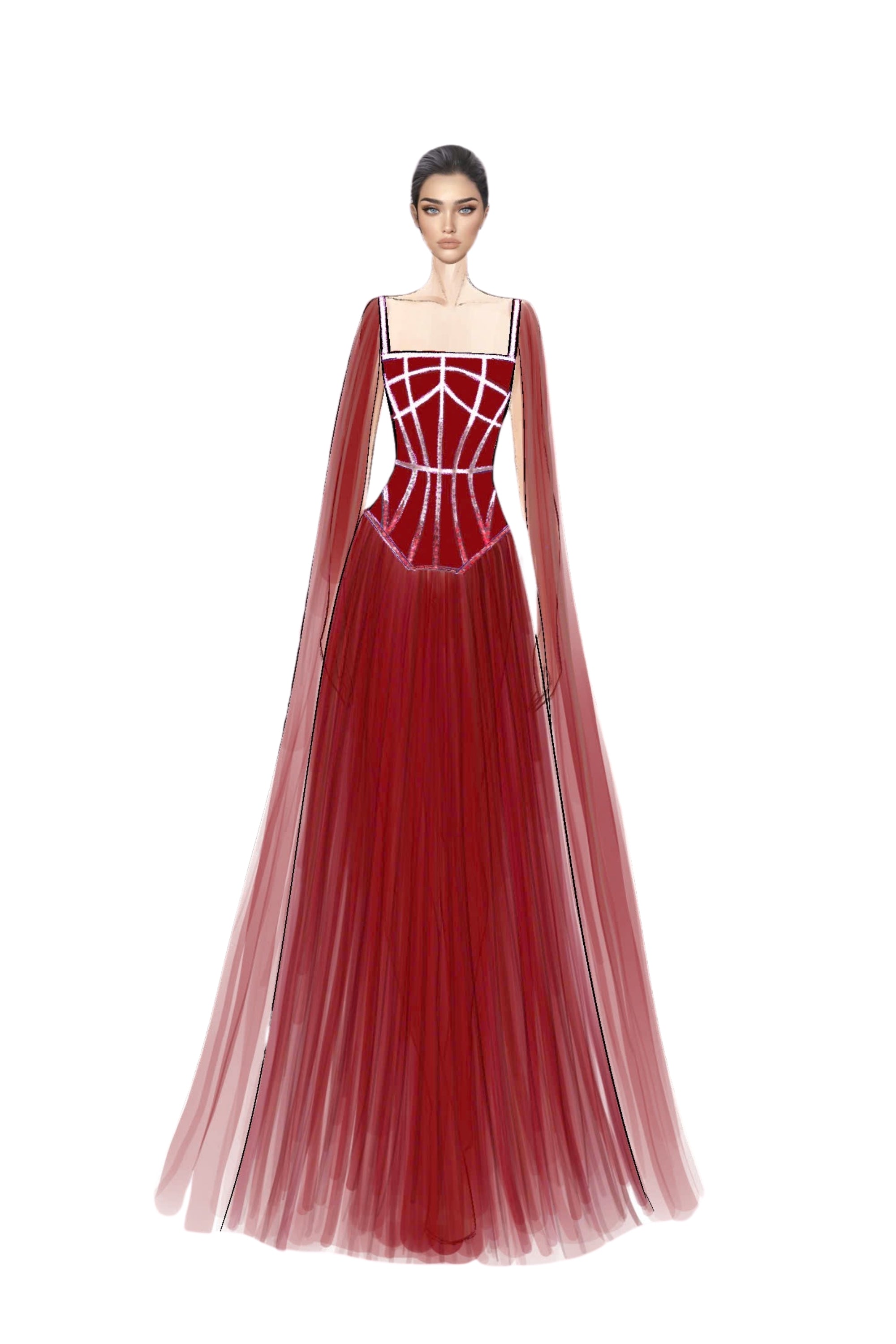 Eléonore Taffeta and Chiffon Dress