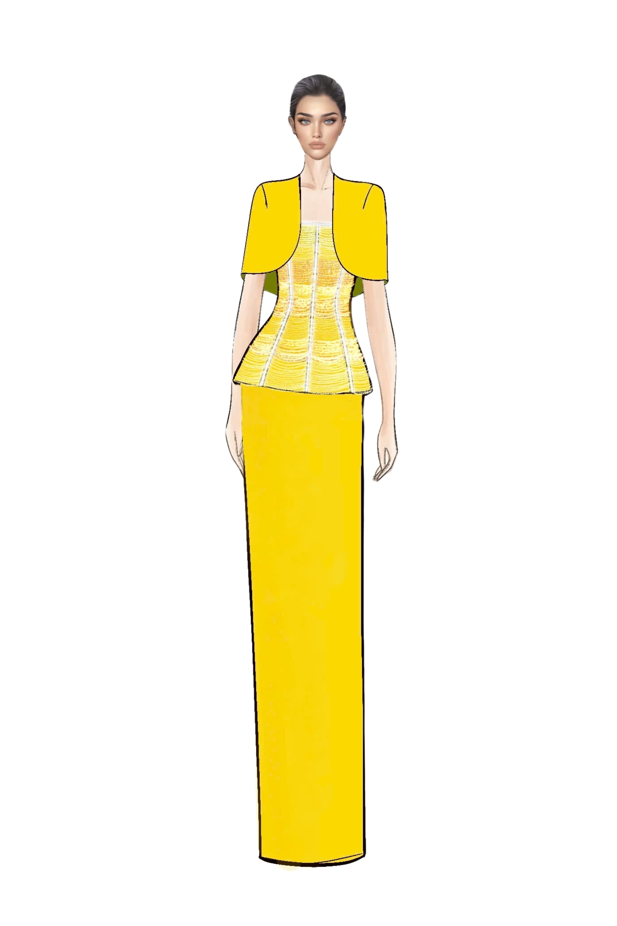 Odette crepe dress with Pauline crepe cape