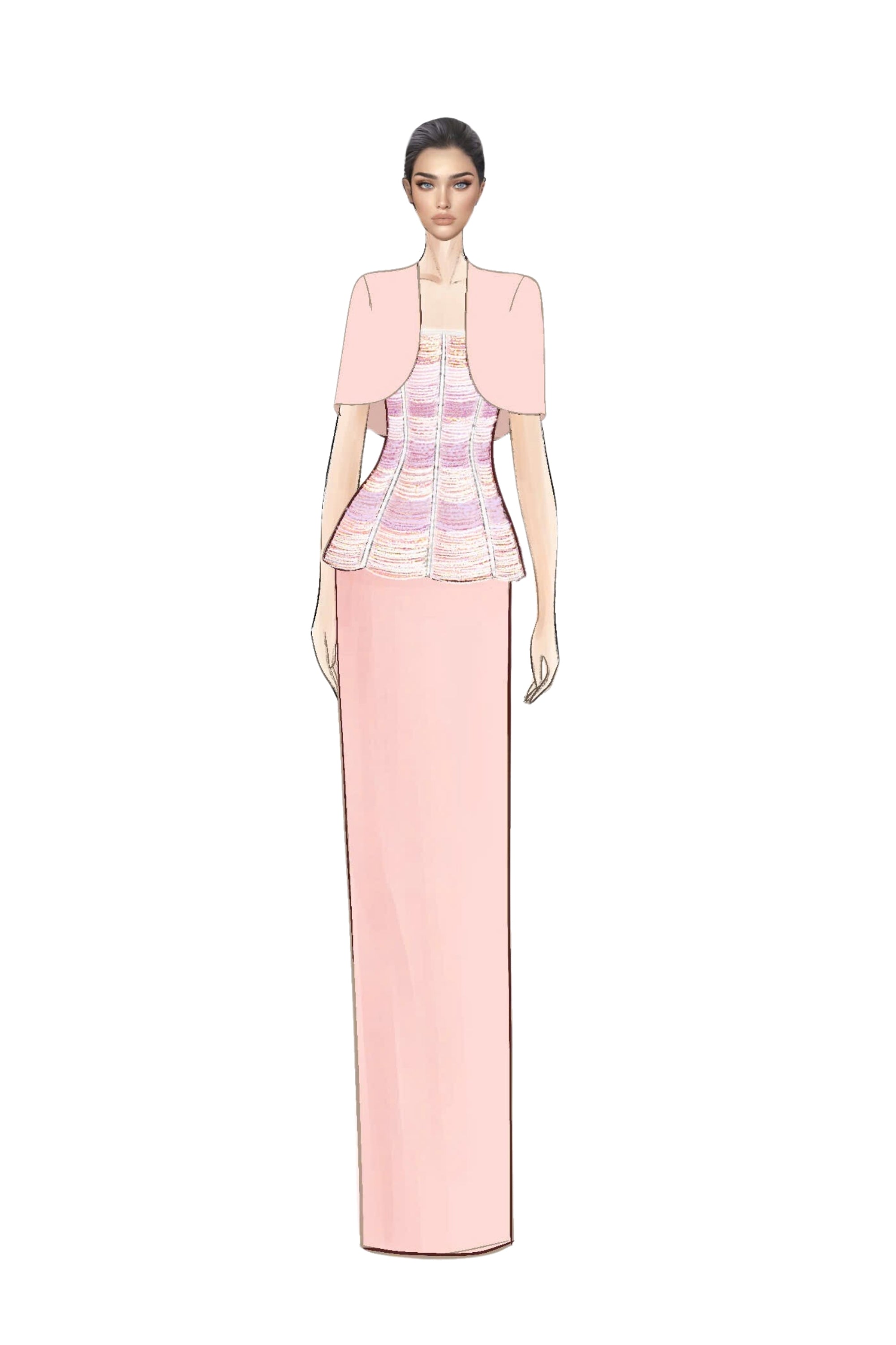 Odette crepe dress with Pauline crepe cape