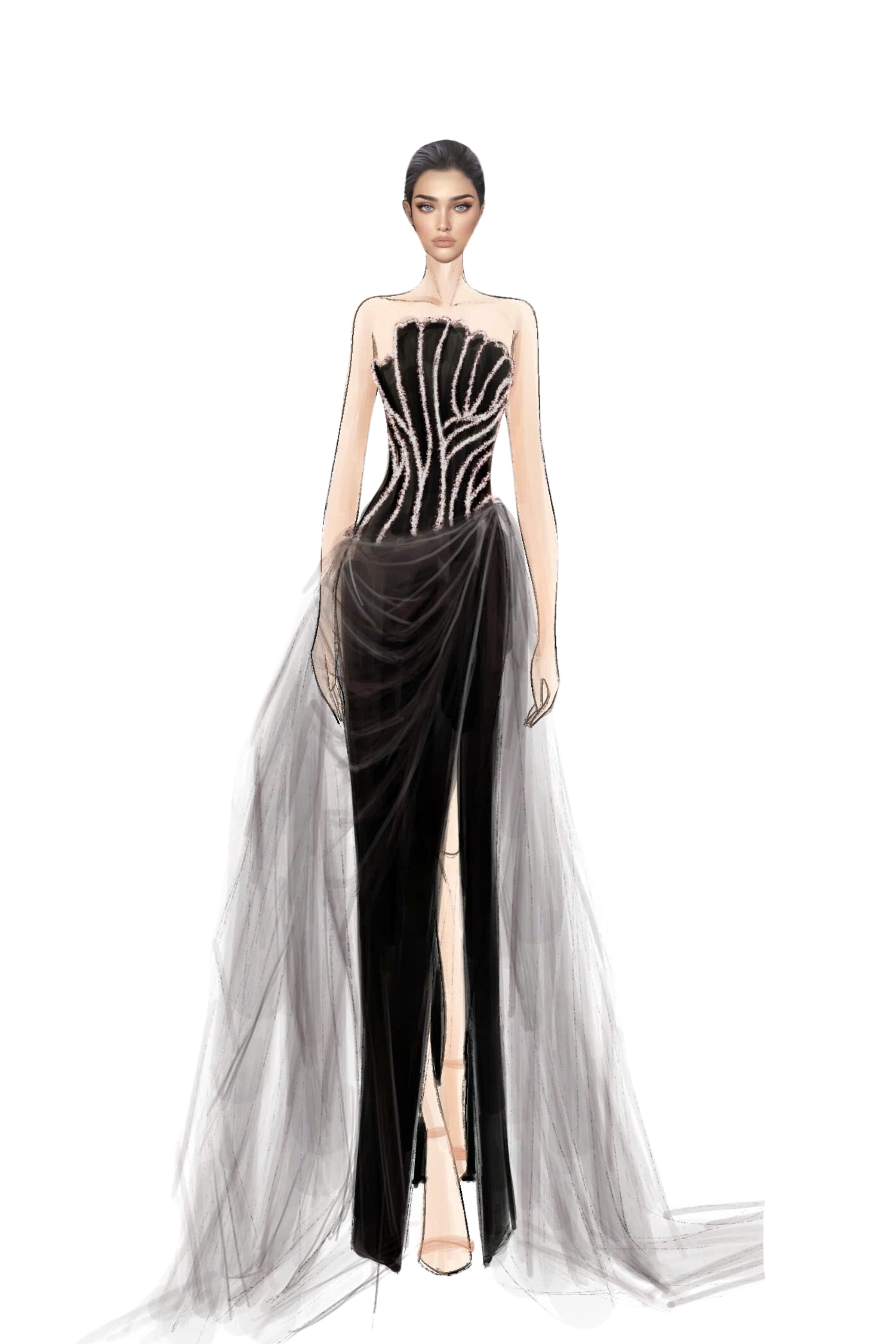 Capucine Silk Taffeta and Tulle Dress