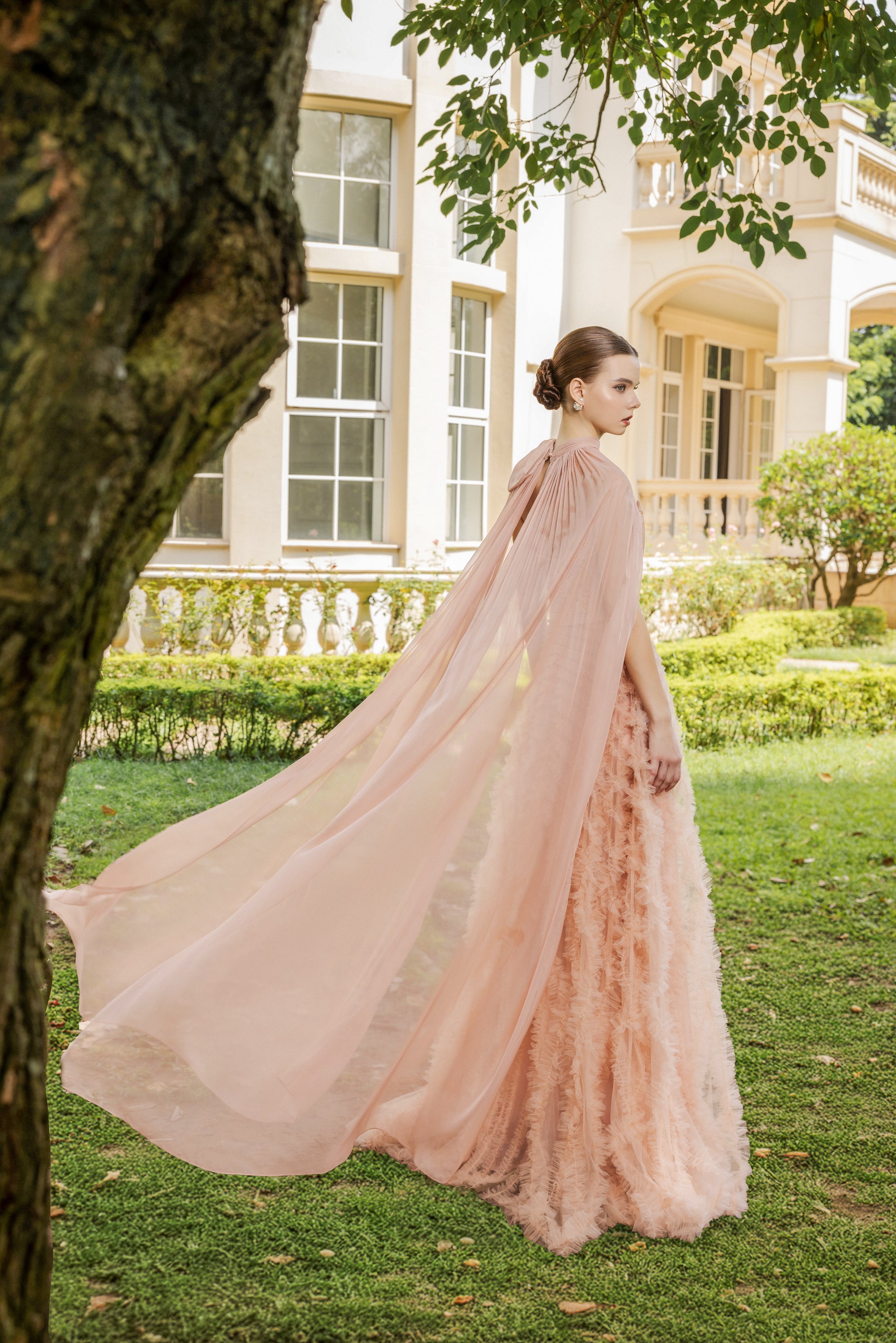 Cécile Tulle Dress with Marianne silk cape