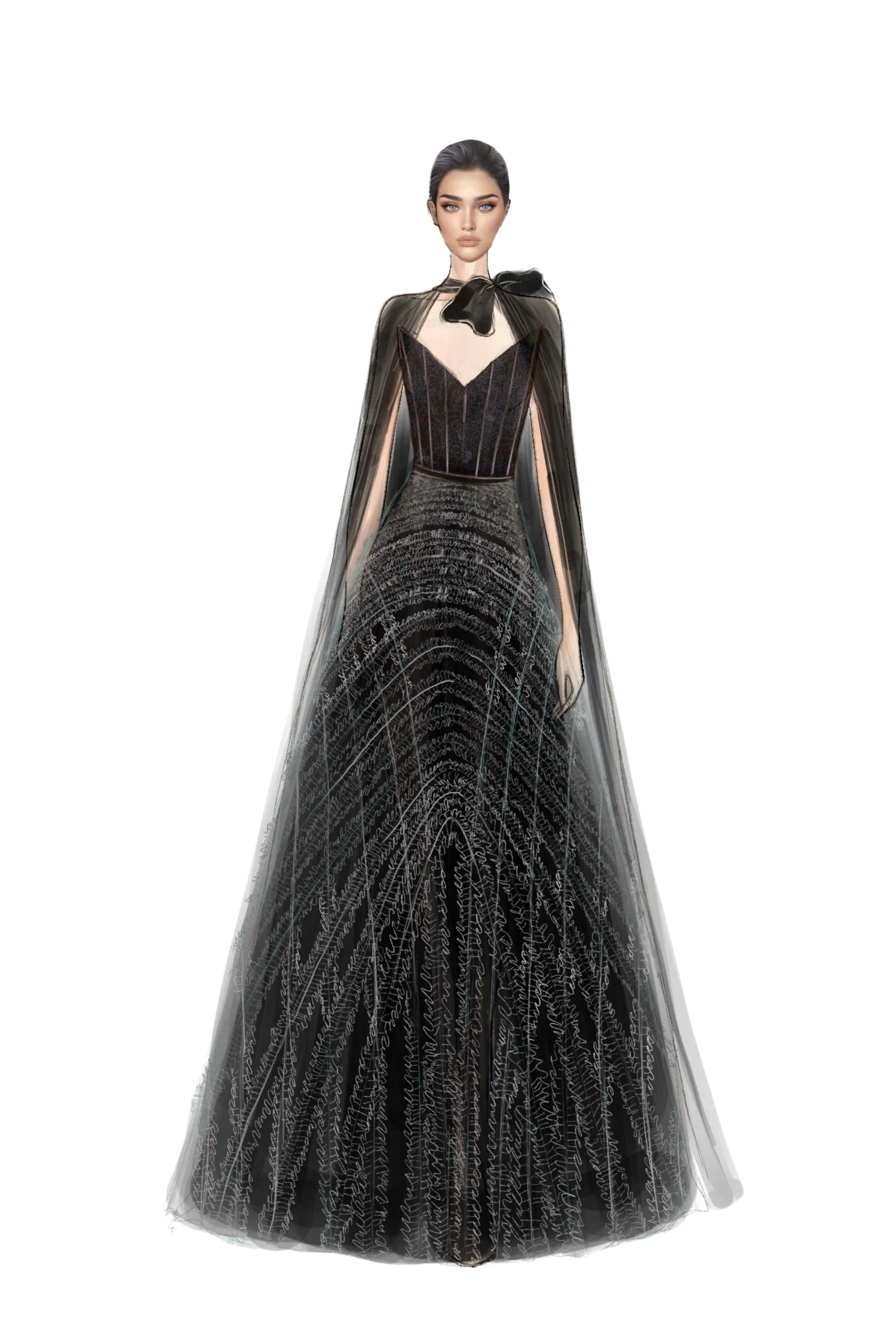 Cécile Tulle Dress with Marianne silk cape