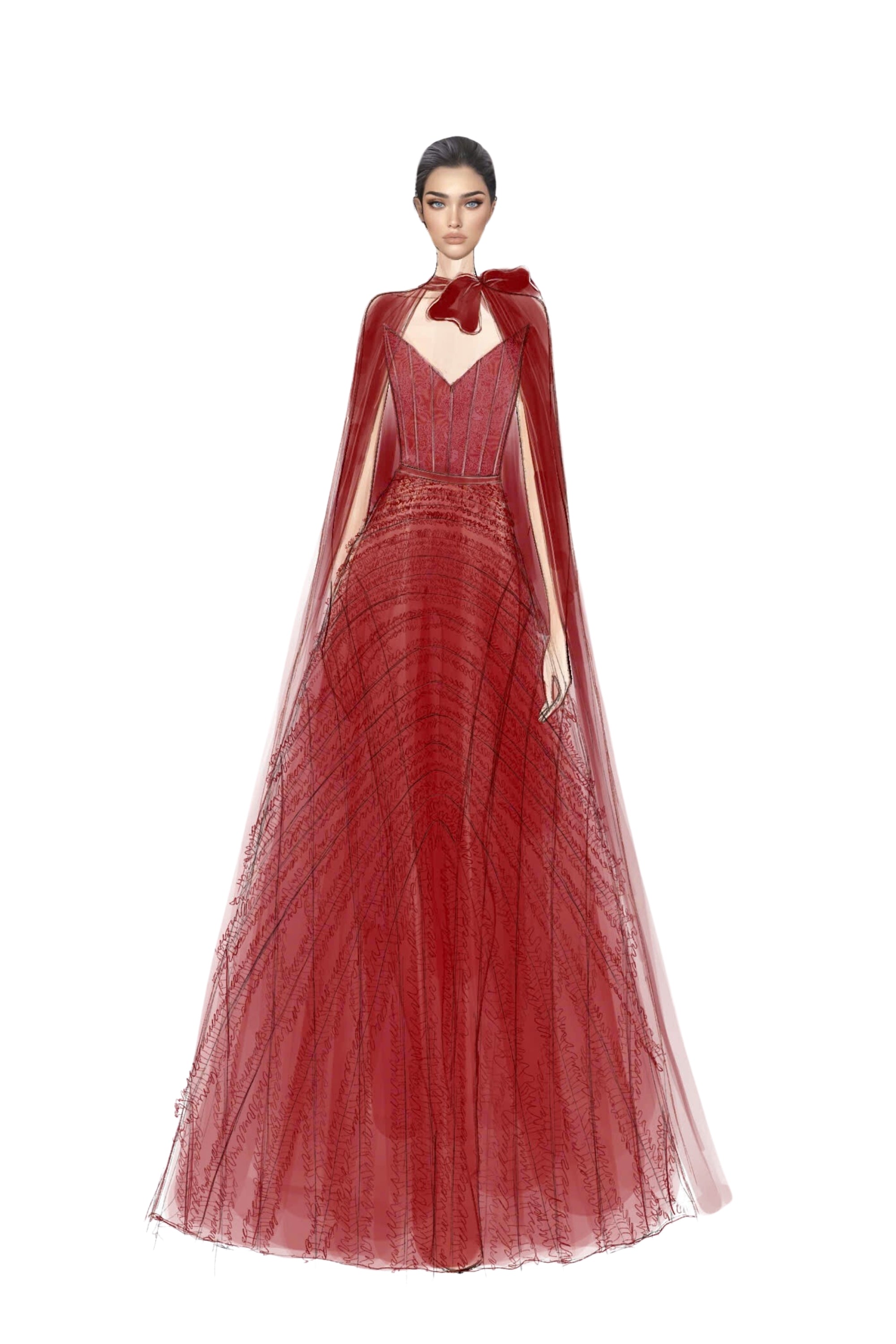 Cécile Tulle Dress with Marianne silk cape