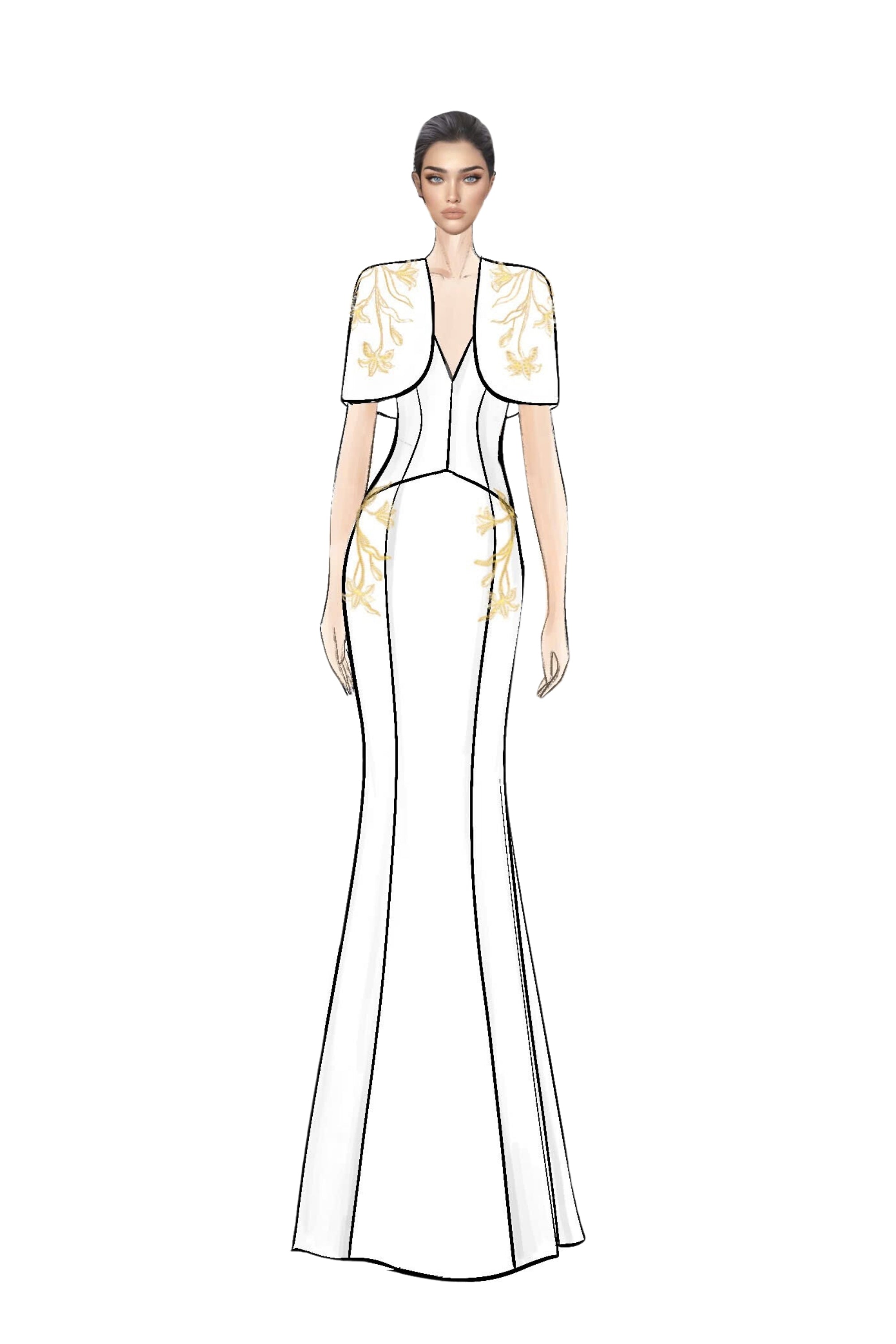 Isabelle Crepe Dress with Emmanuelle crepe cape