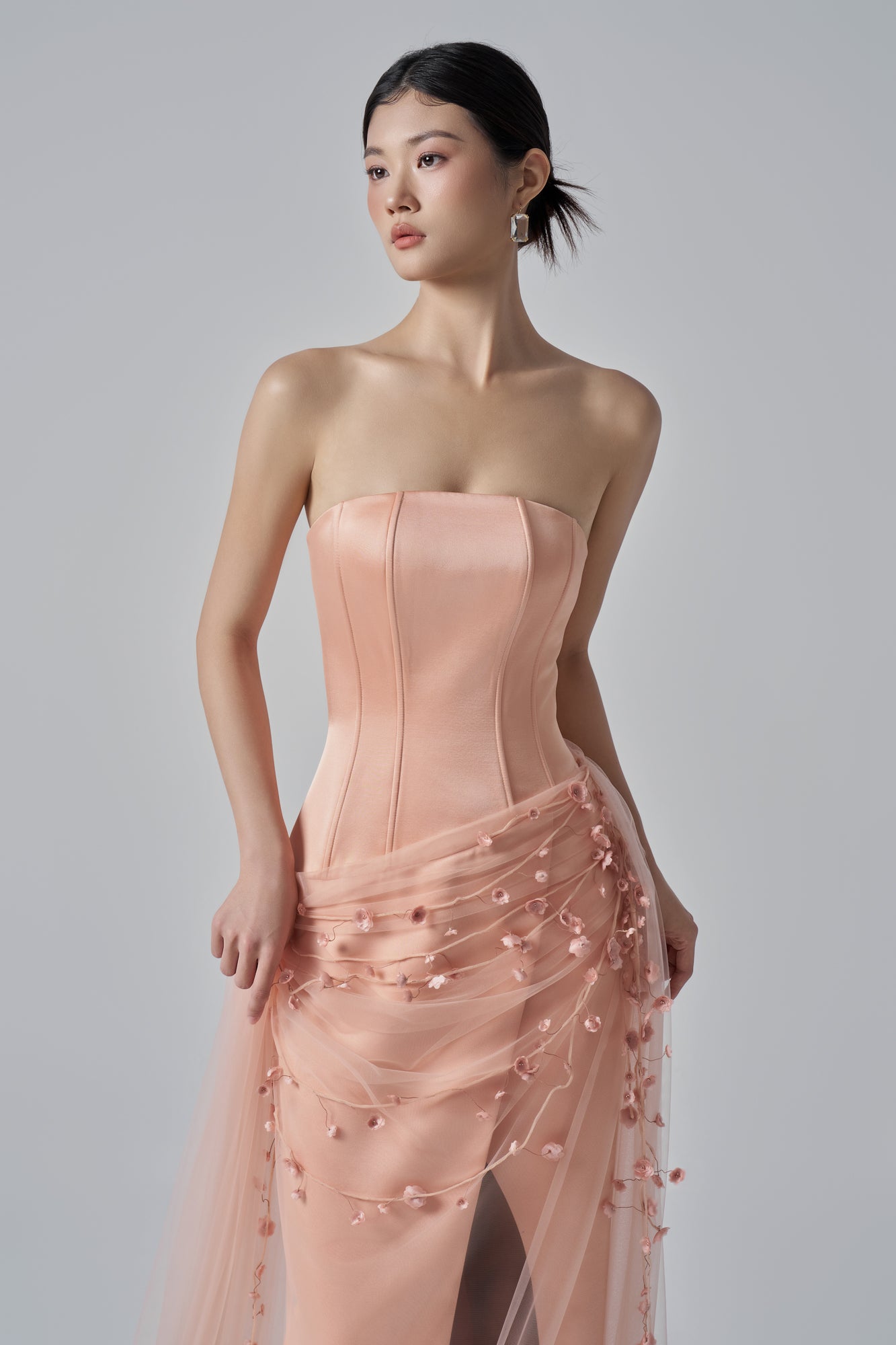Sabina silk taffeta flowers dress