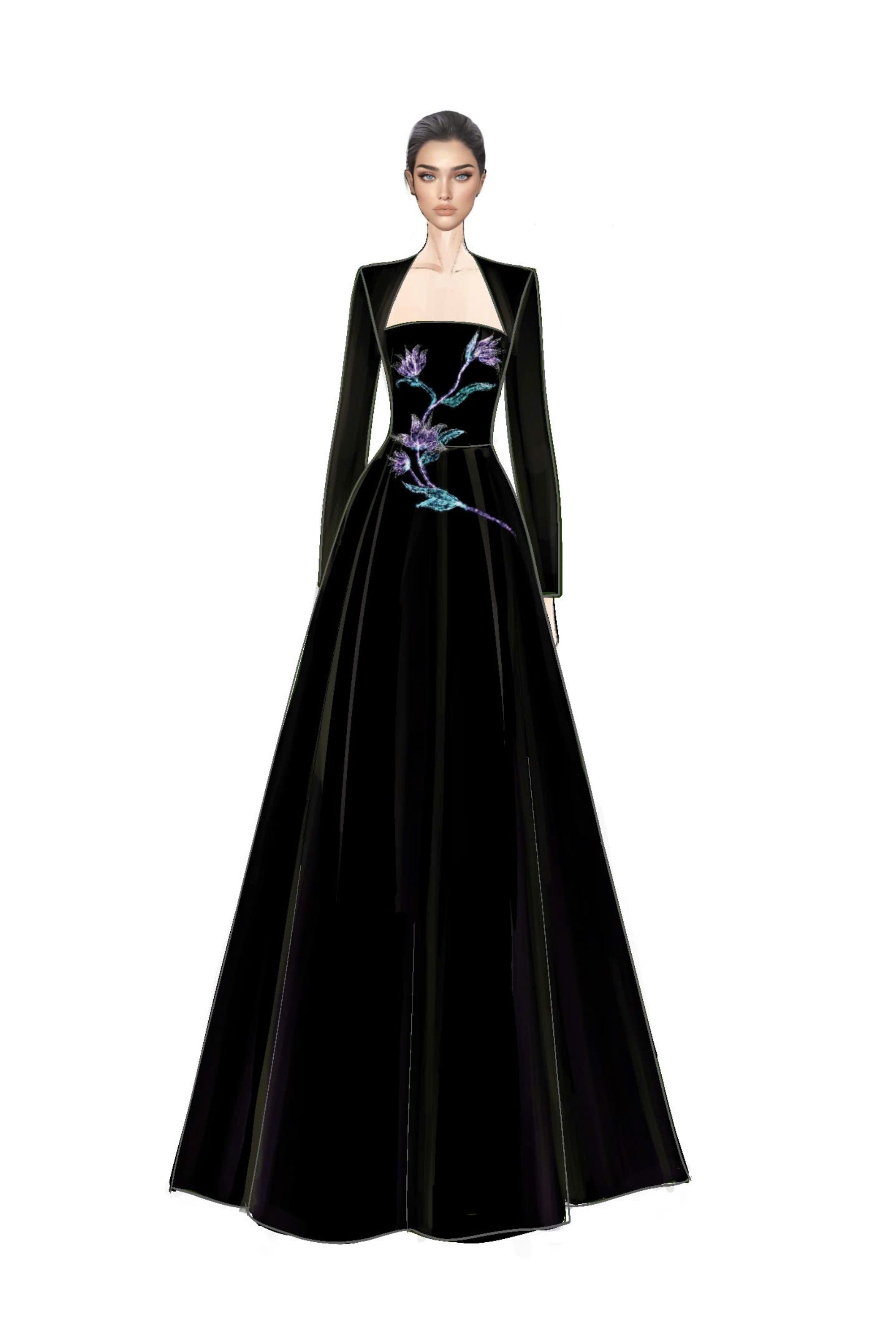 Amina crepe U neck dress