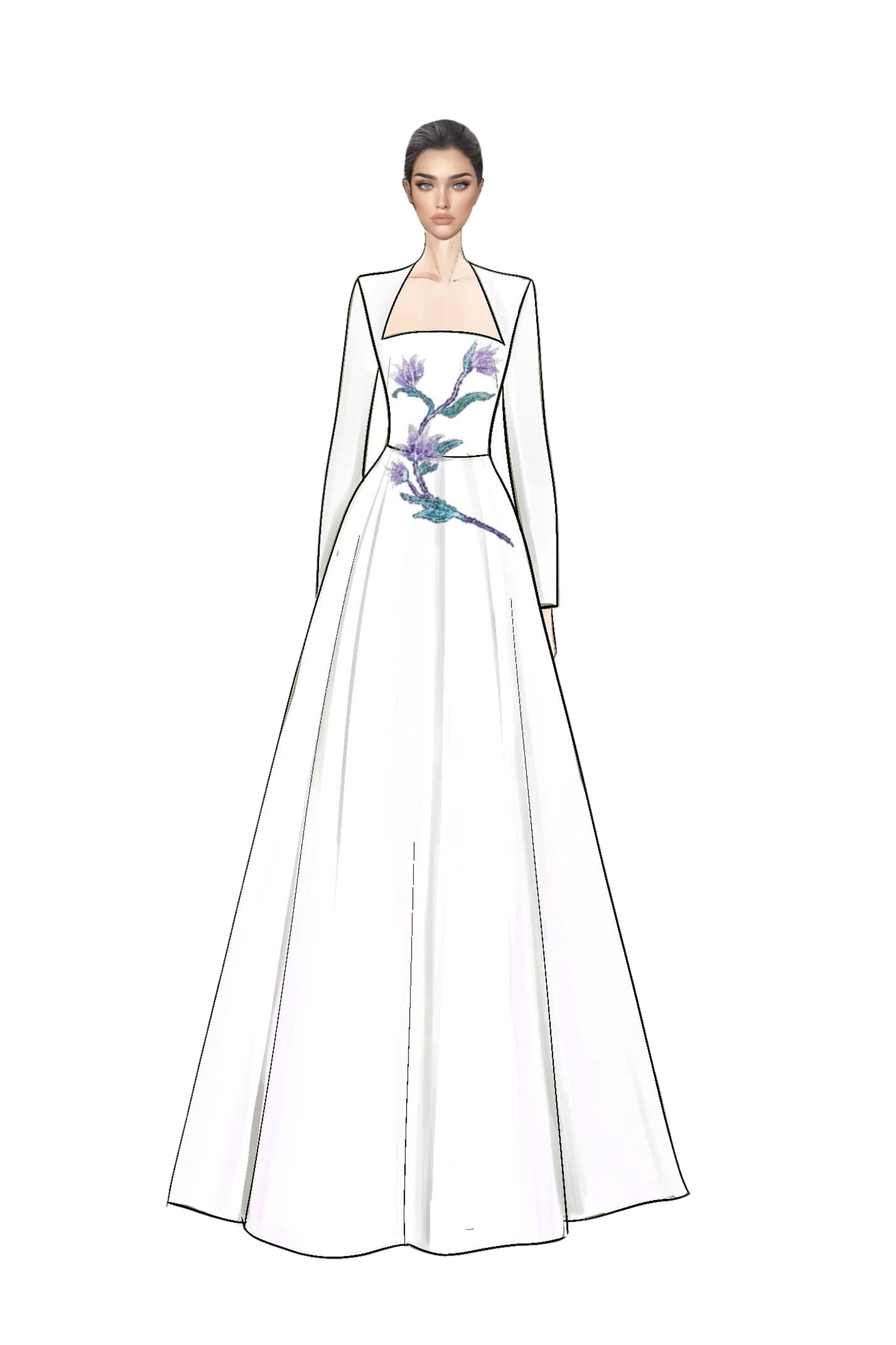 Amina crepe U neck dress