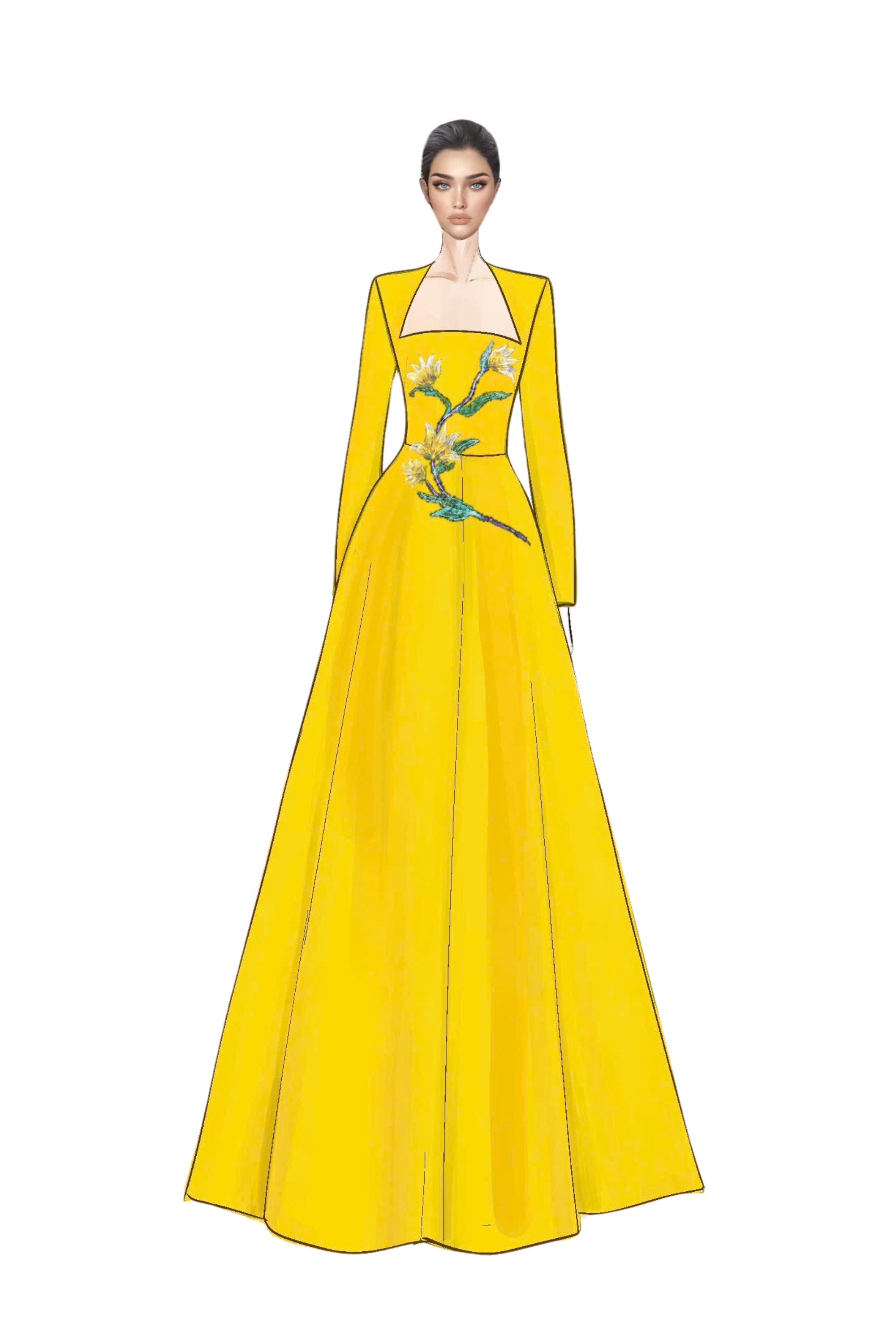 Amina crepe U neck dress