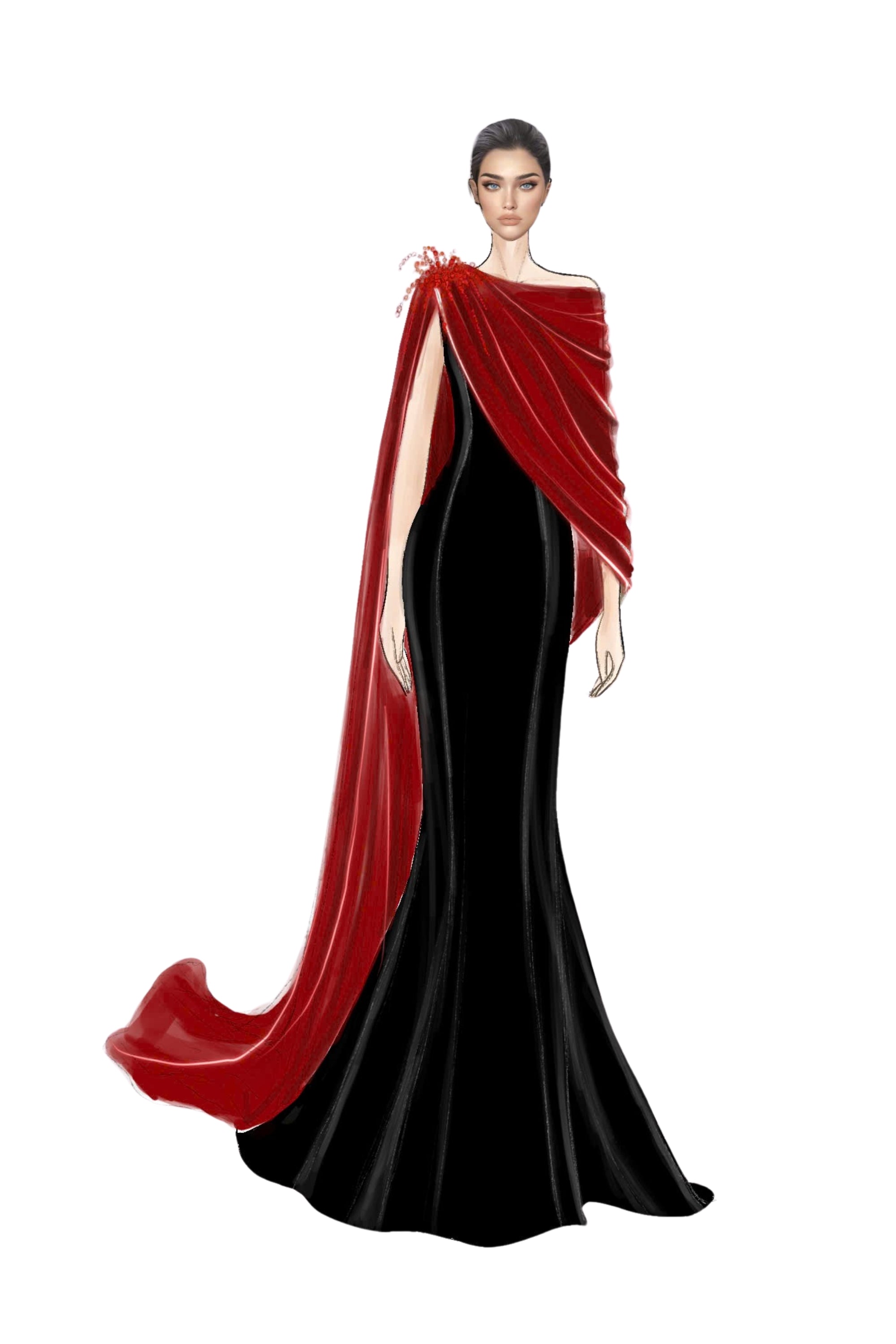 Negin crepe and silk fishtail dress