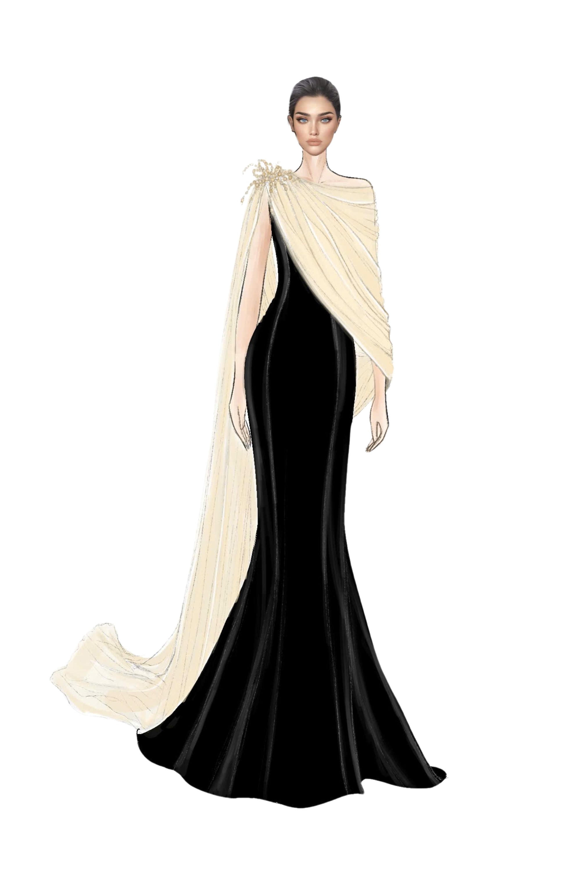 Negin crepe and silk fishtail dress