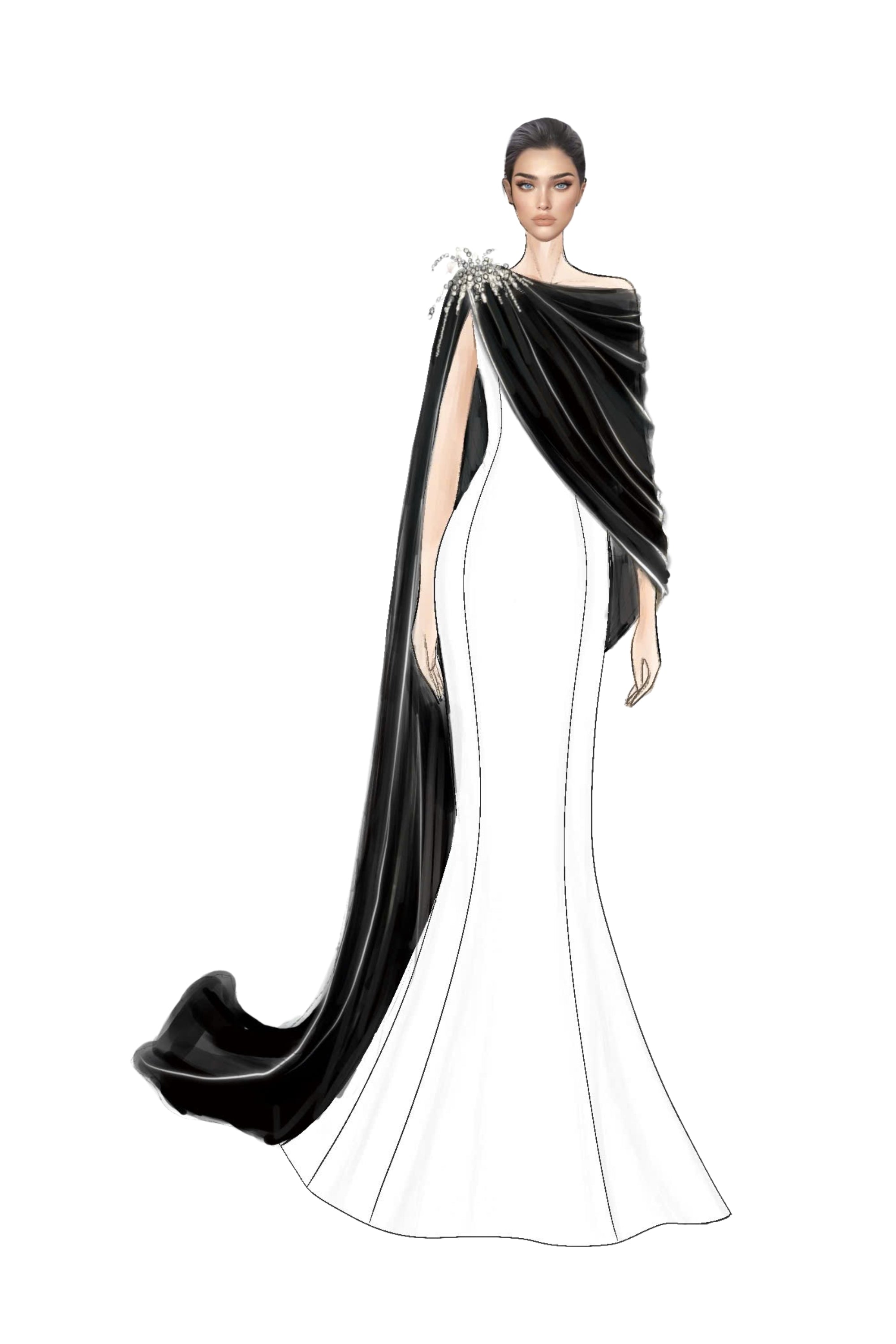 Negin crepe and silk fishtail dress