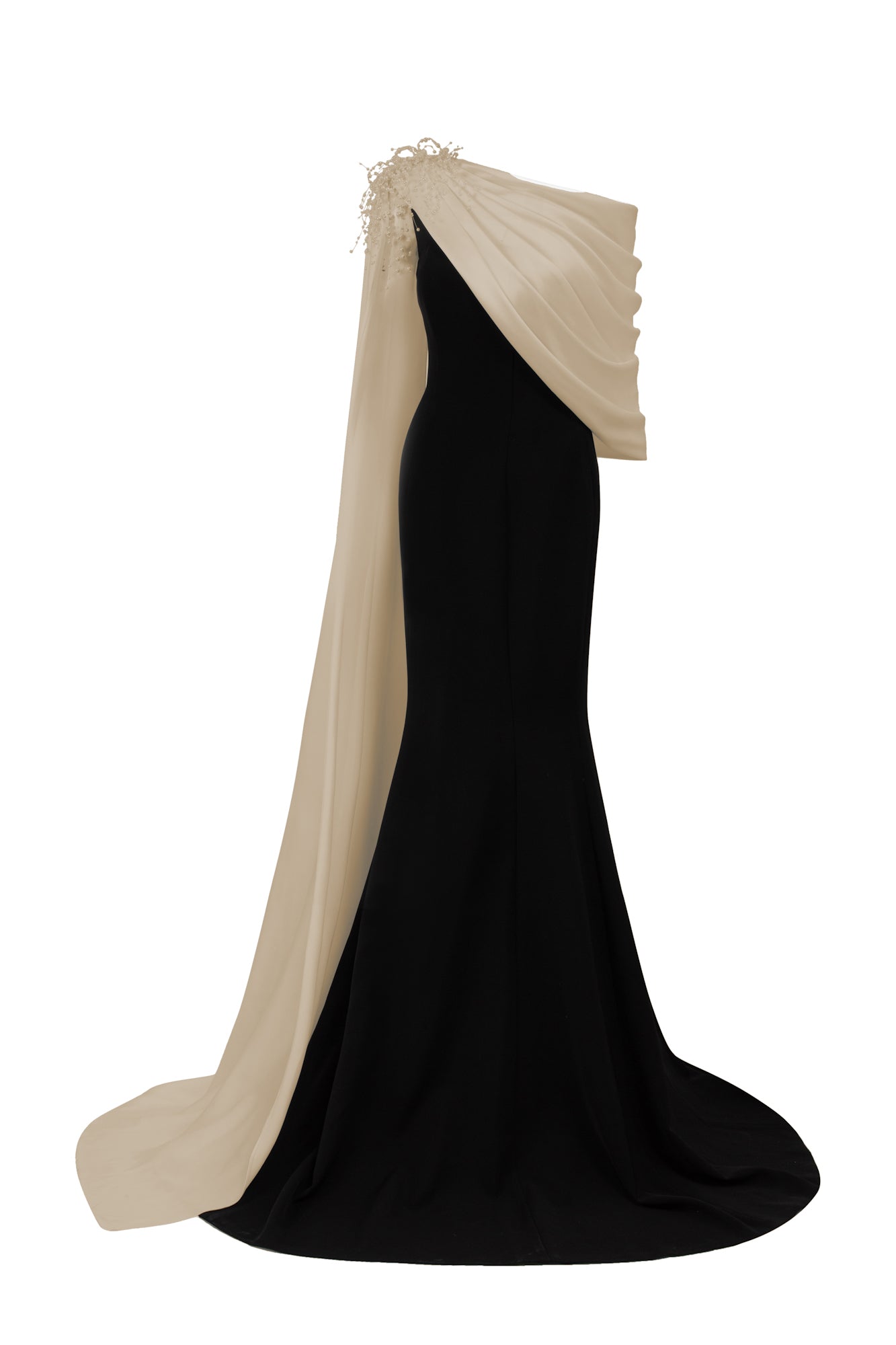 Negin crepe and silk fishtail dress