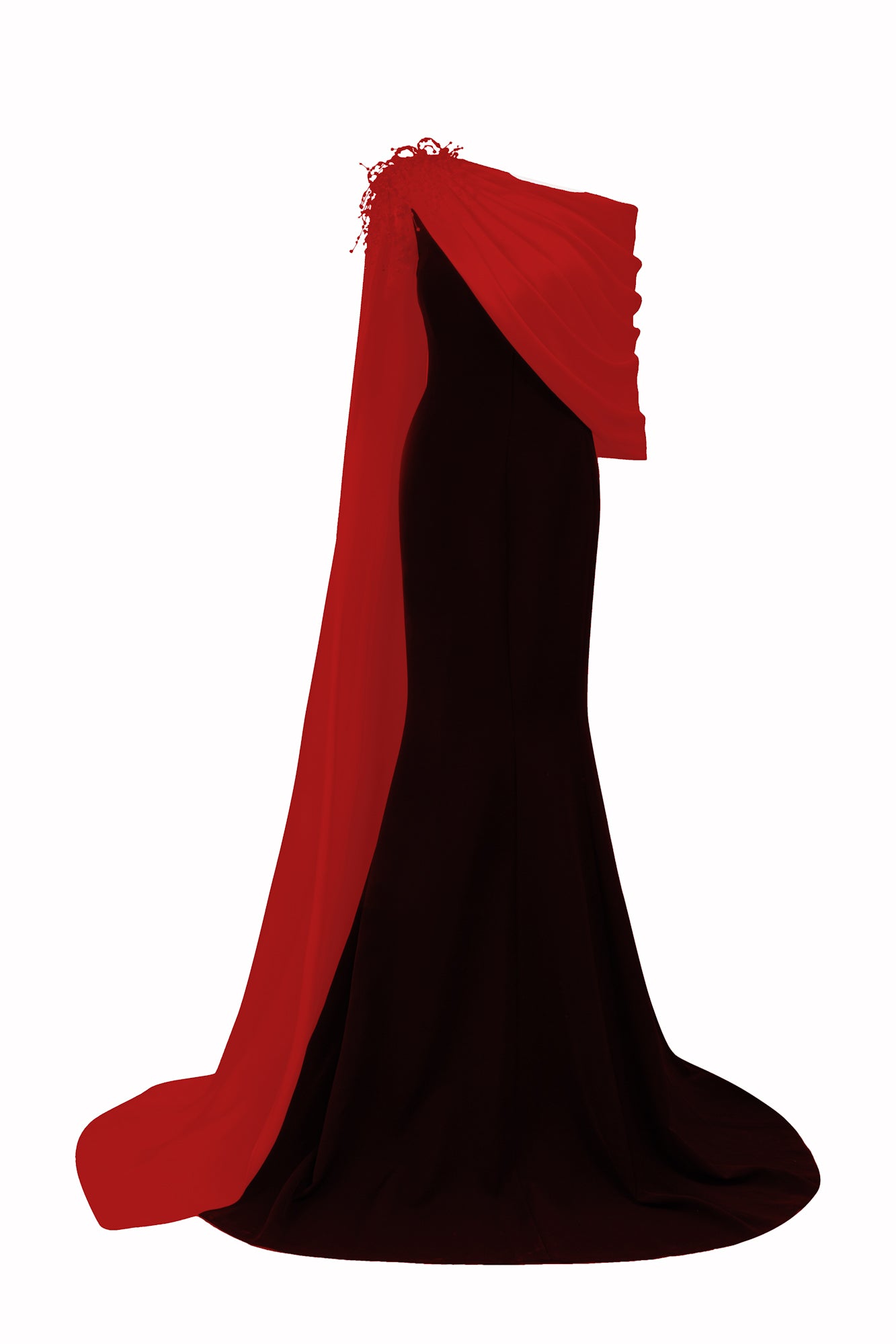 Negin crepe and silk fishtail dress