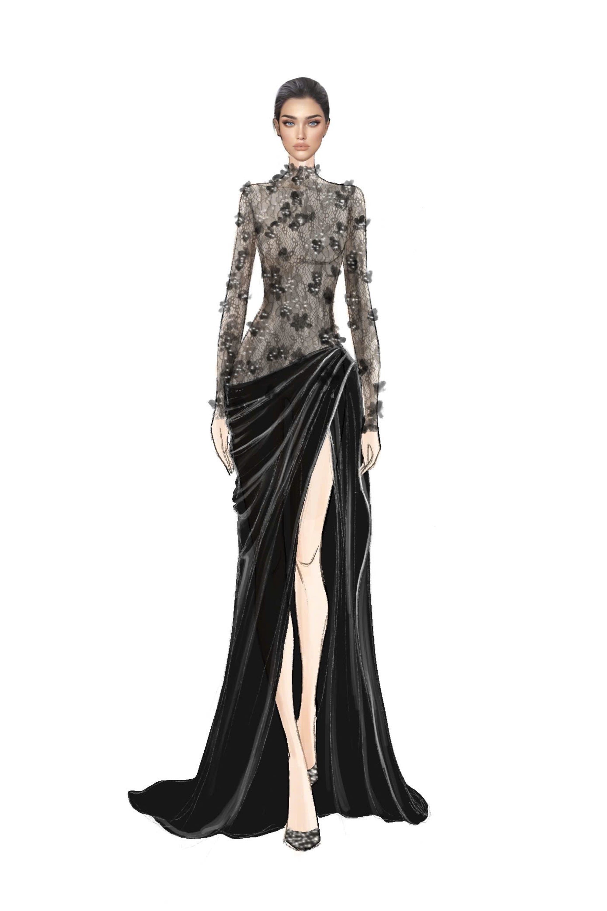 Roxana floral lace and taffeta dress