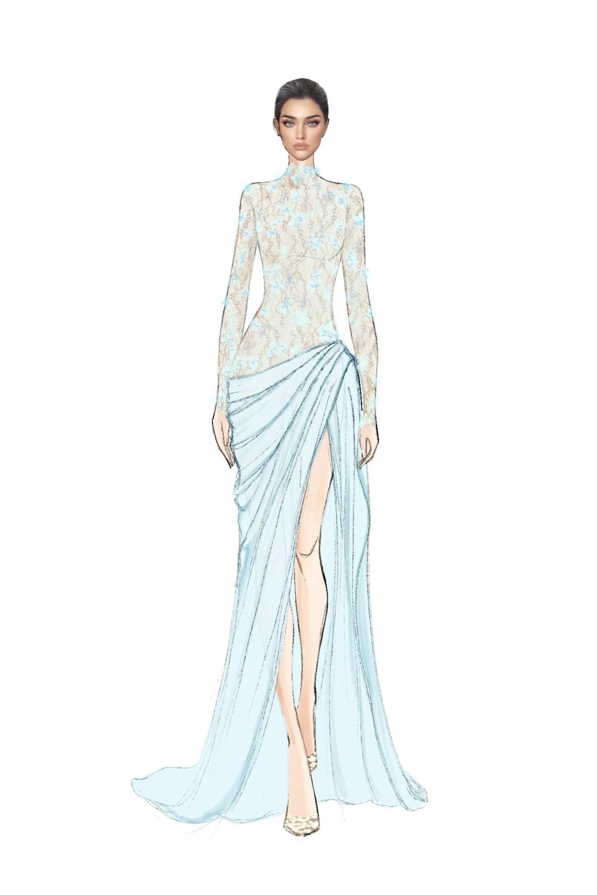 Roxana floral lace and taffeta dress