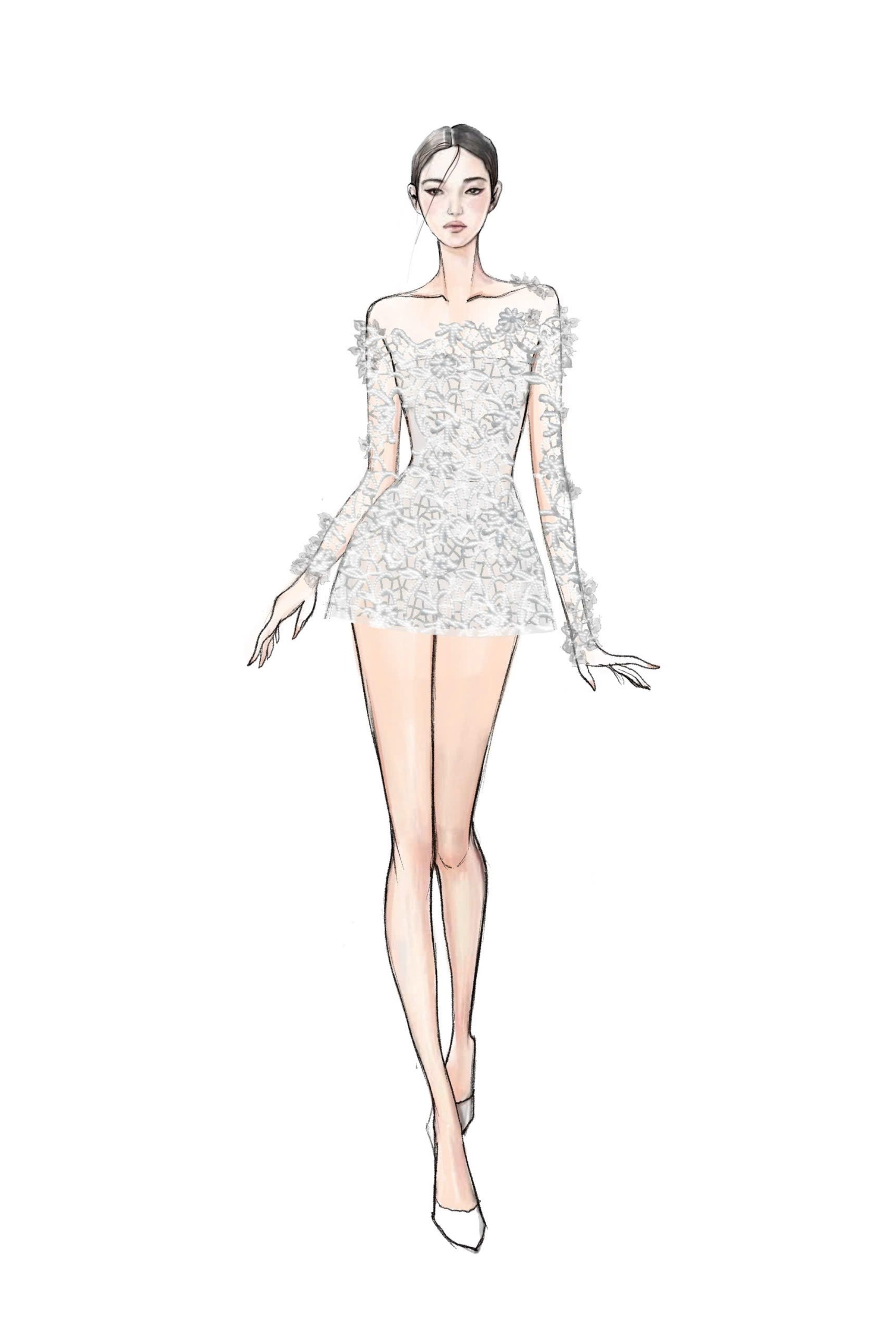 Pion floral sequin lace dress