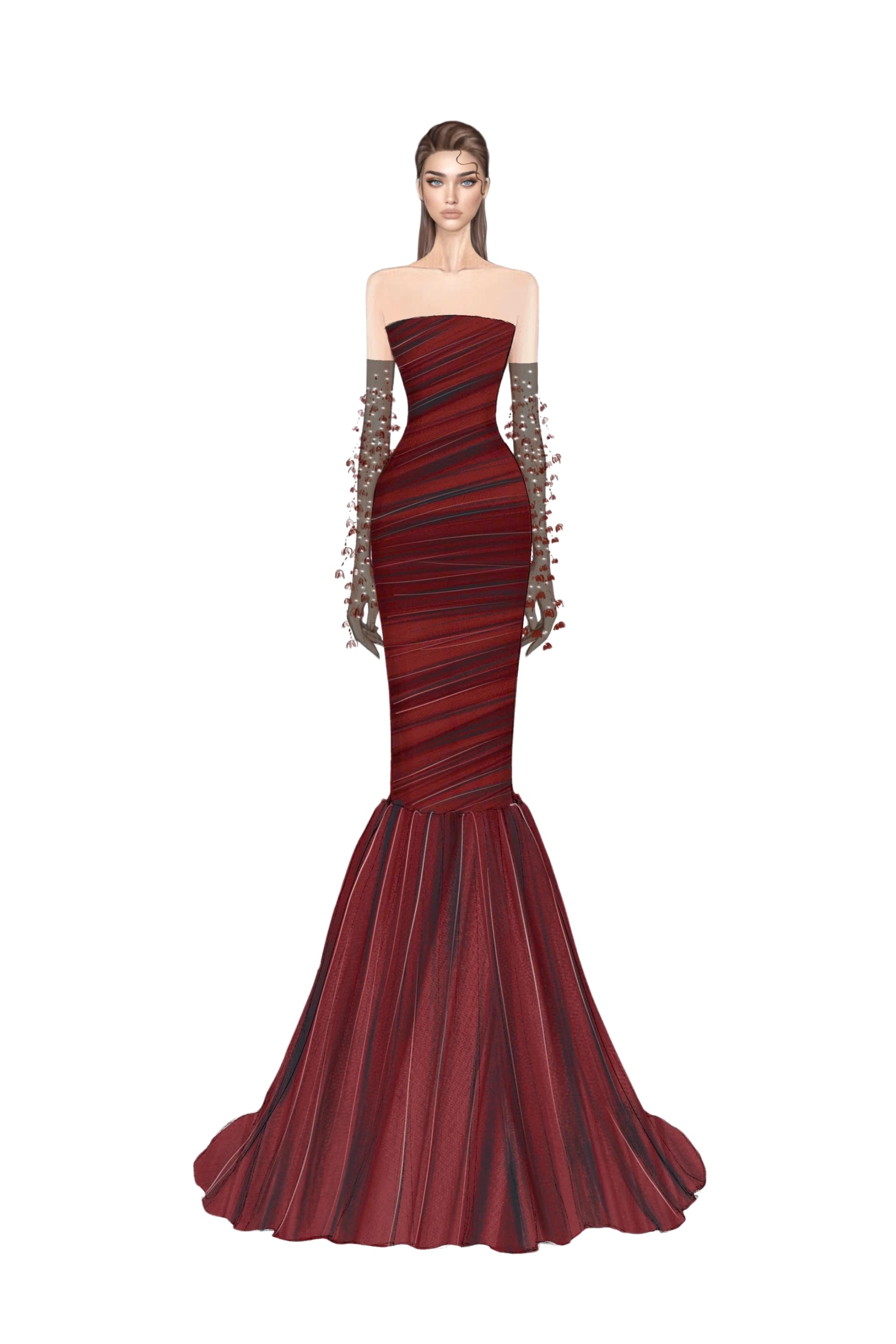 Hisan tulle and silk dress & Namir flower gloves