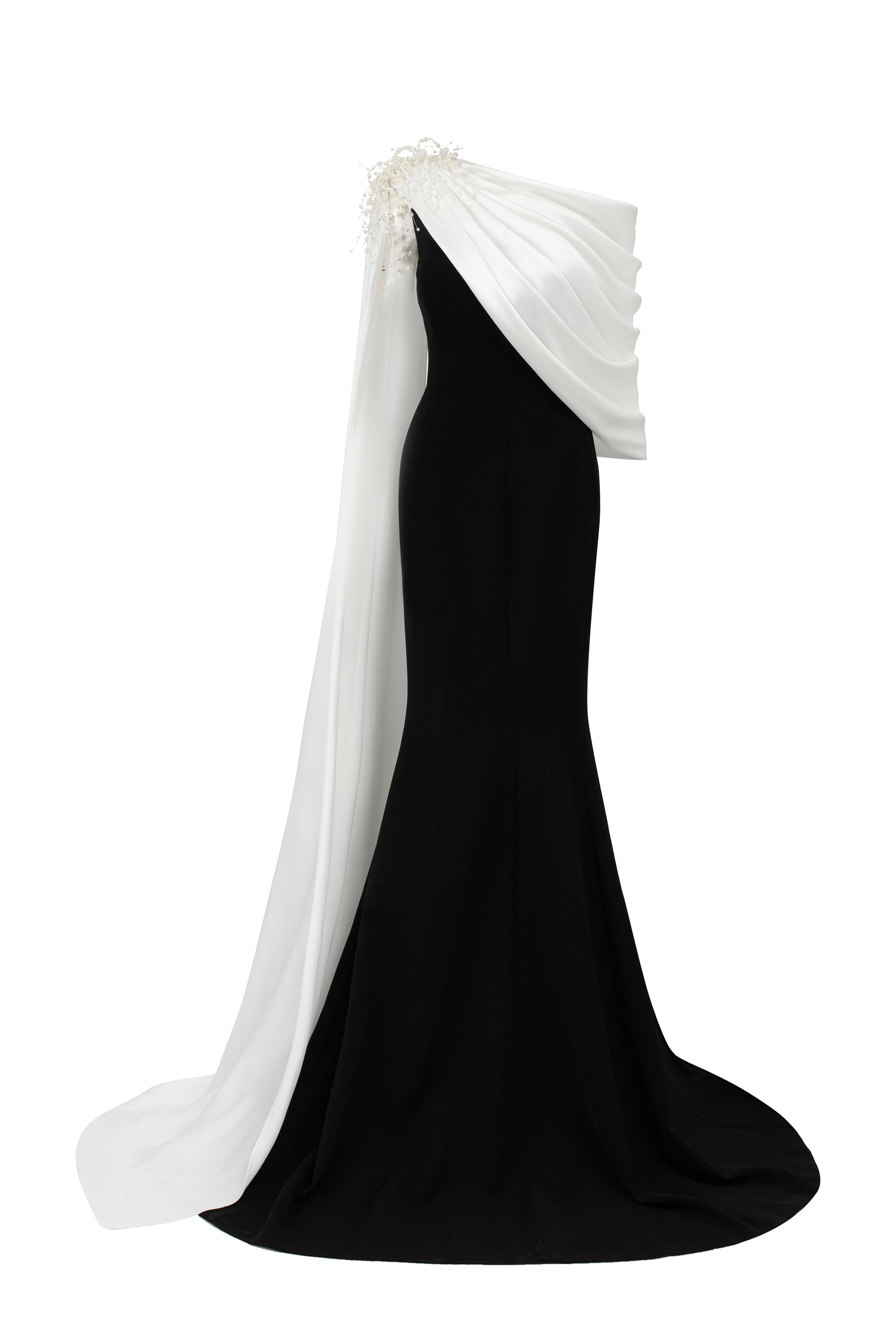 Negin crepe and silk fishtail dress