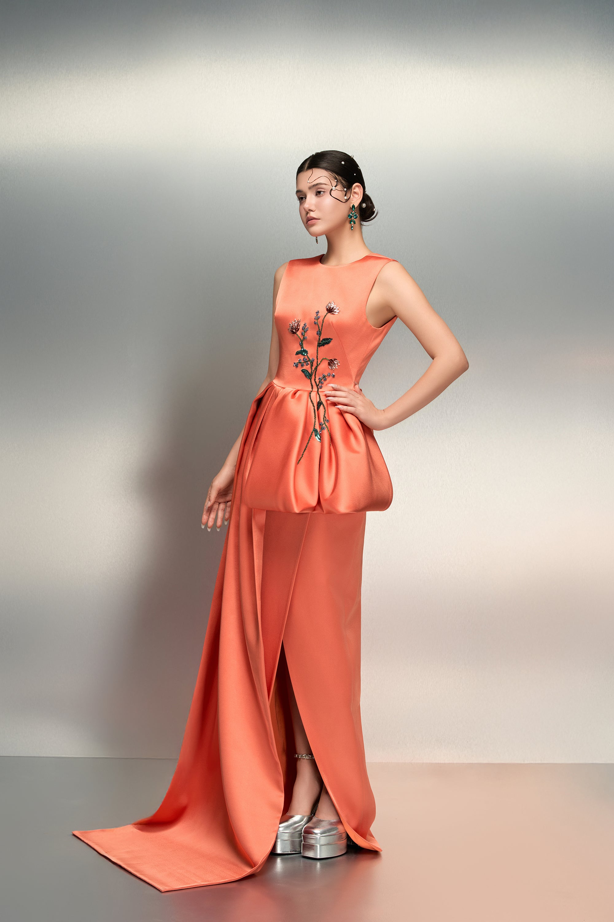 Huda silk taffeta dress