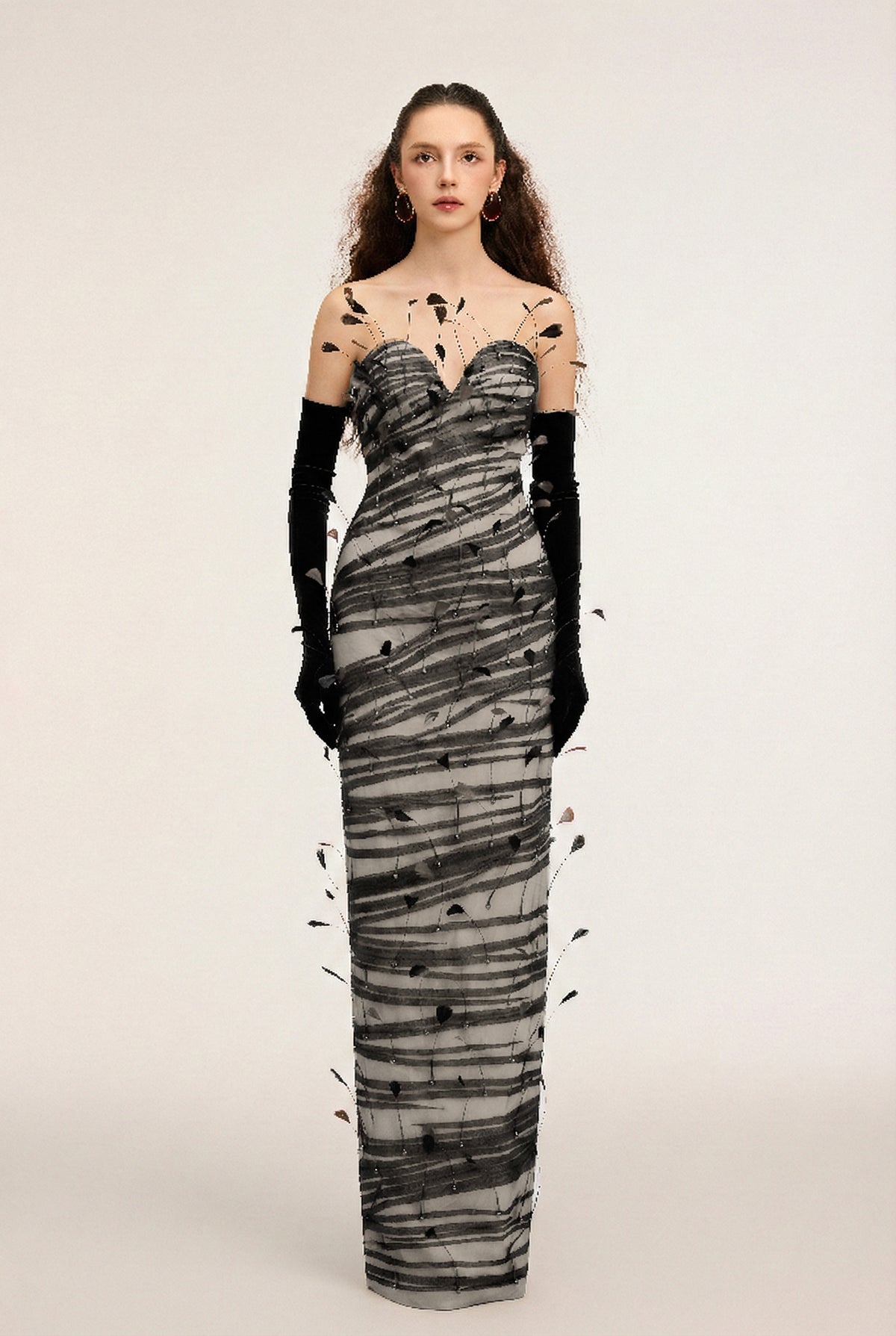 Maribel Silk & Tulle dress and Velvet Gloves