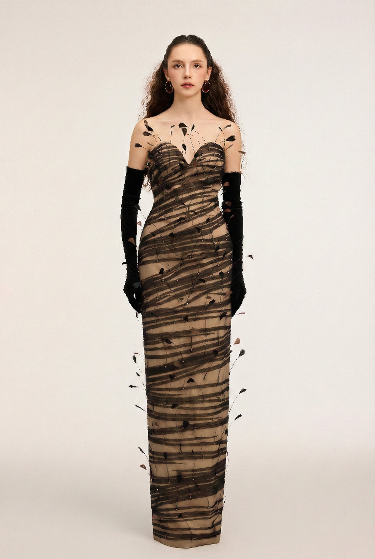 Maribel Silk & Tulle dress and Velvet Gloves