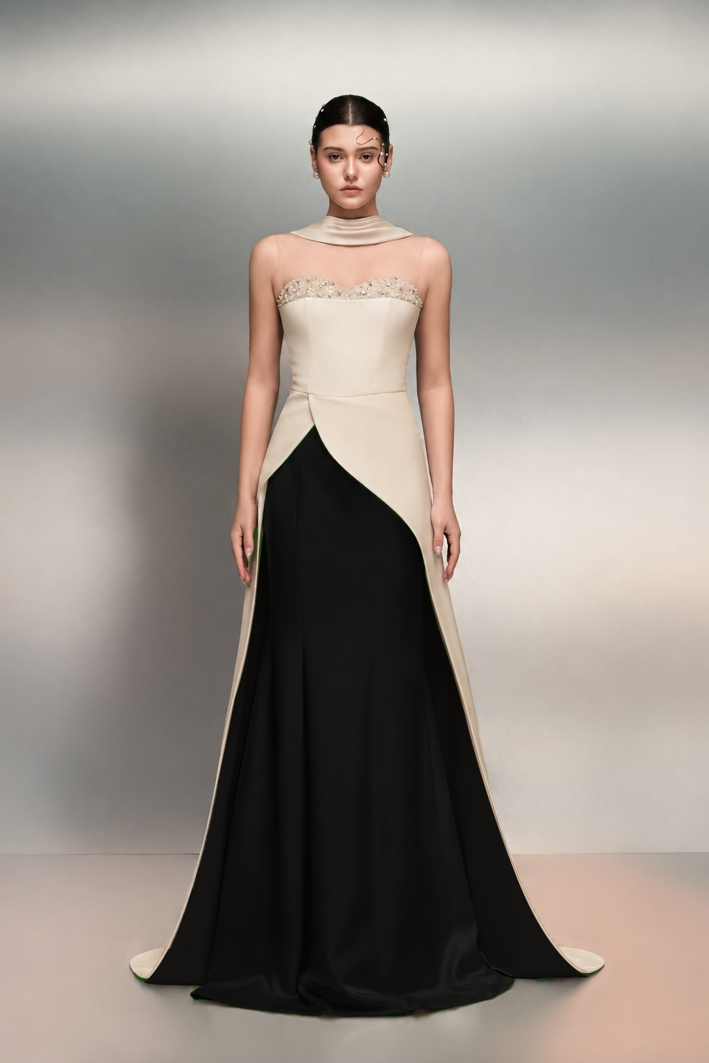 Lulwa crepe and silk taffeta dress